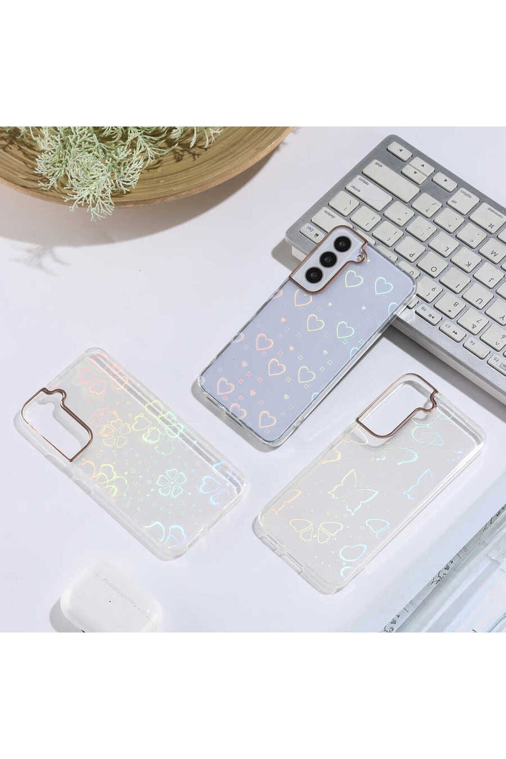 Galaxy S22 Uyumlu Zore Sidney Desenli Sert Kılıf-Butterfly No2