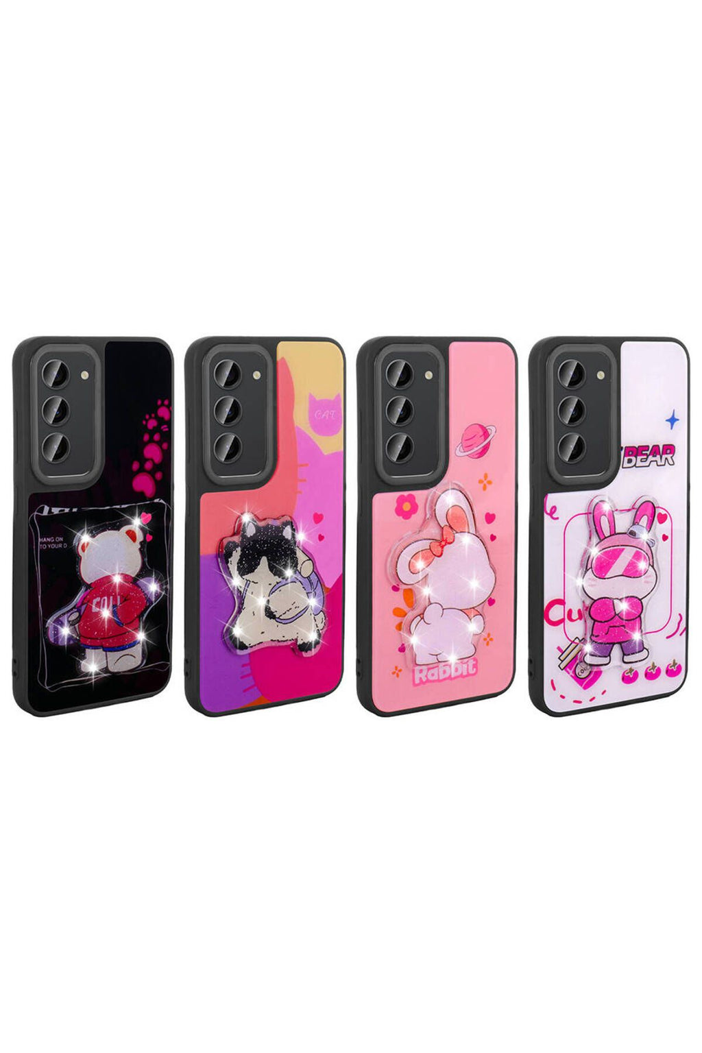 Galaxy S23 Kılıf Parlayan Kabartmalı İkonik Figürlü Zore Amas Silikon Kapak - Beyaz