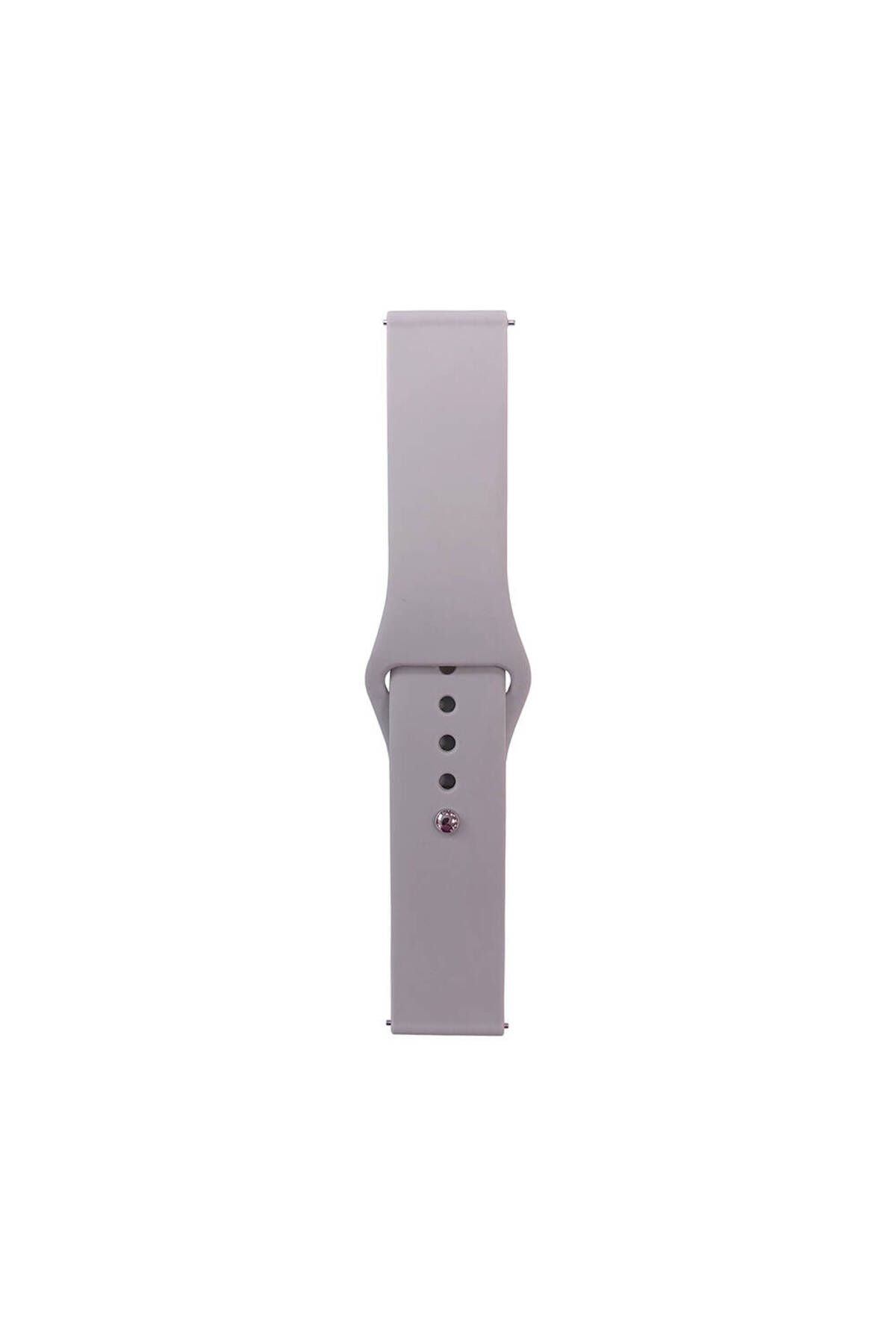 Galaxy Watch 42mm Band Serisi  Uyumlu 20mm Klasik Kordon Silikon Strap Kayış-Cloud Gray