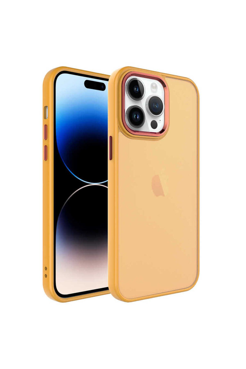 iPhone 14 Pro Uyumlu Buzlu Sert PC Zore May Kılıf-Turuncu