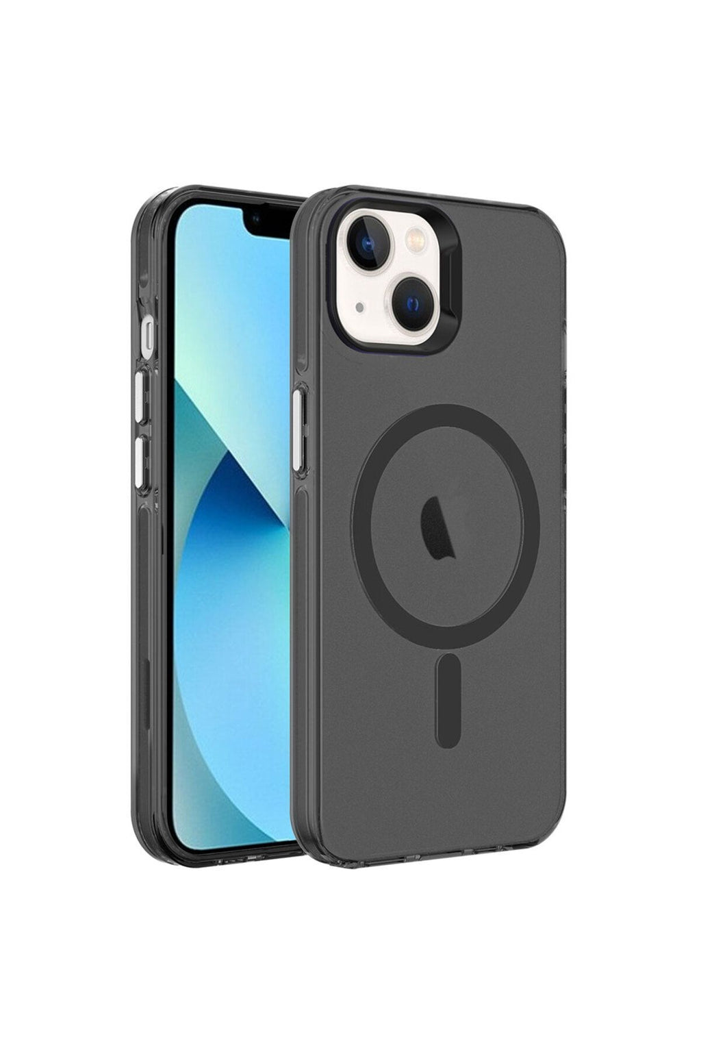 iPhone 14 Uyumlu Zore Magsafe Şarj Özellikli Buzlu Transparan C-Pro Sert Kılıf-Siyah