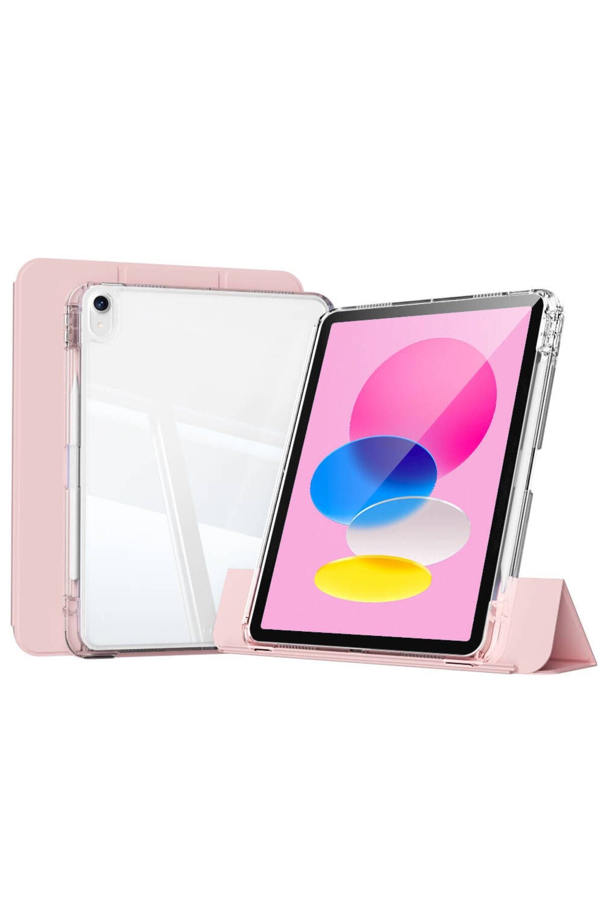 iPad 10.9 2022 (10.Nesil) Kılıf Magnetik Ayrılabilen Airbagli Zore Sliding Tablet Kılıfı - Pembe
