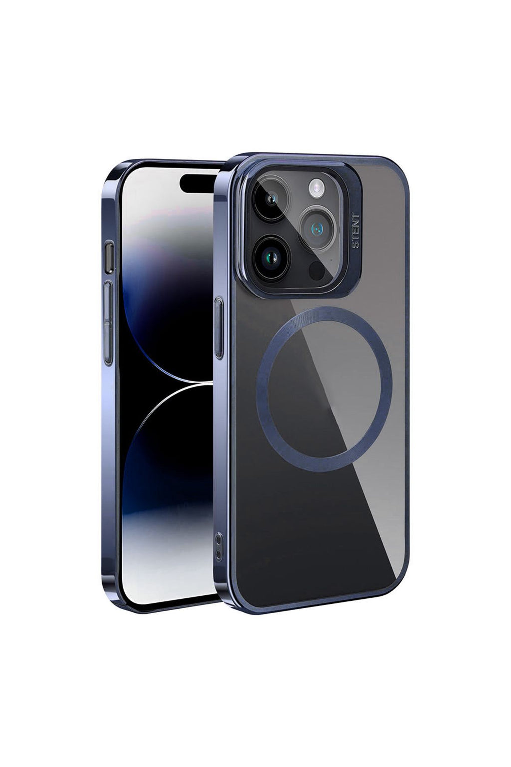 iPhone 15 Pro Uyumlu Magsafe Wireless Şarj Özellikli Standlı Zore Klon Kılıf-Lacivert