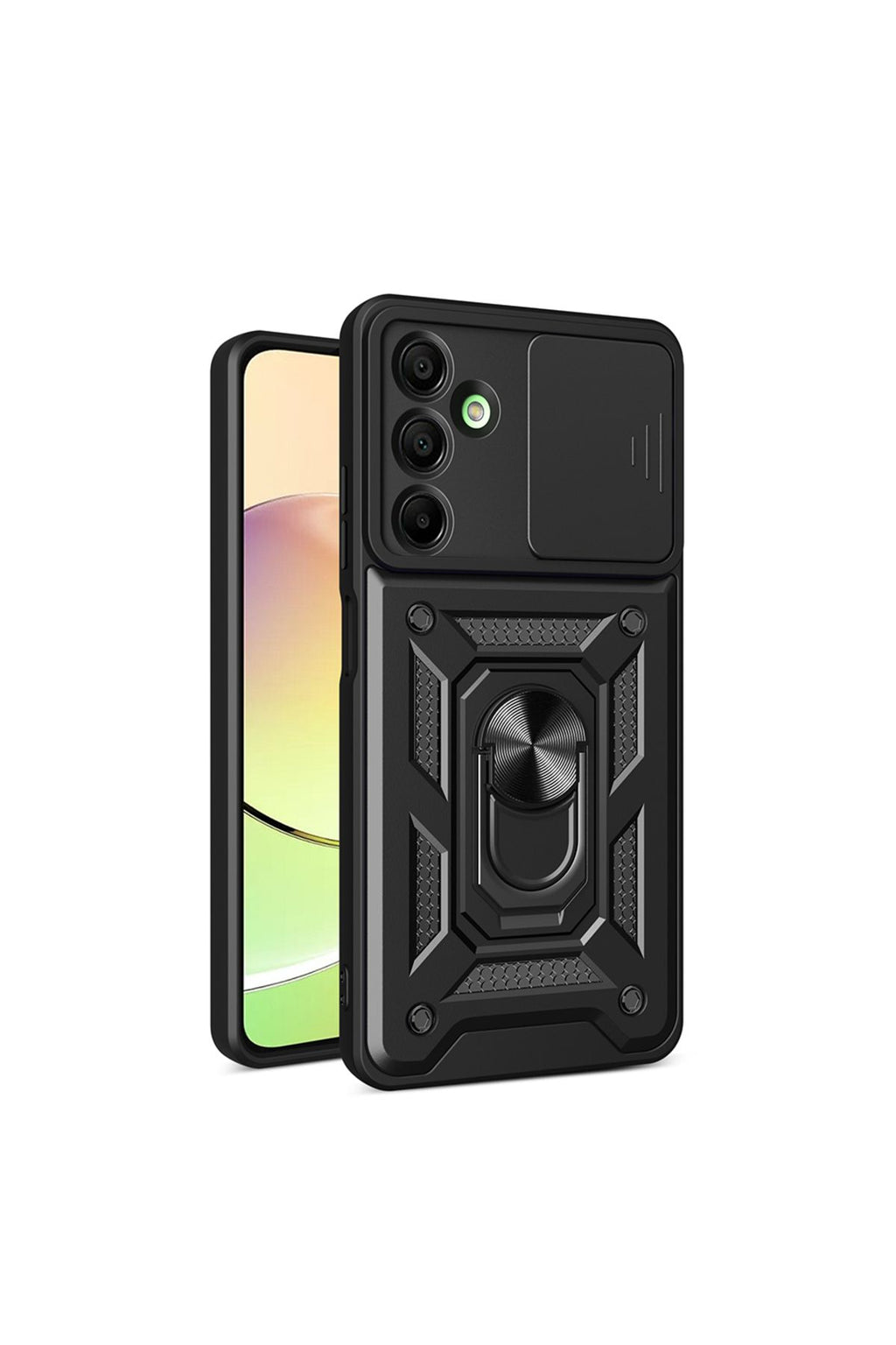 Galaxy A16 Uyumlu Magnetik Standlı Kamera Korumalı Zore Sürgülü Vega Kapak-Siyah