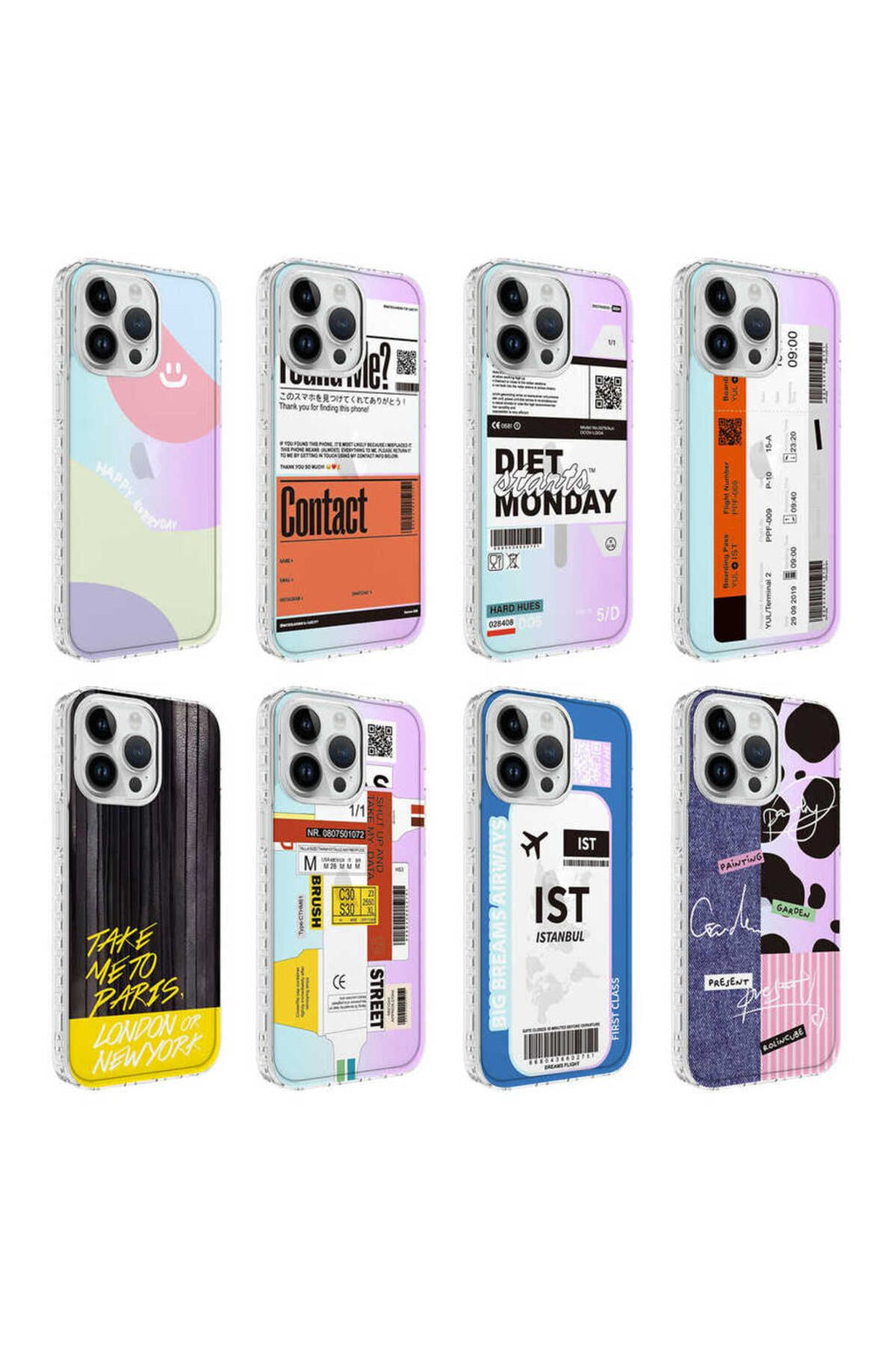 iPhone 14 Pro Uyumlu AiHTTg Kenarlı Renkli Desenli Silikon Zore Elegans Kılıf-NO7