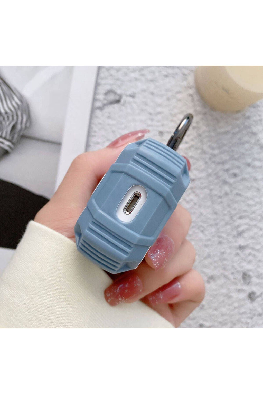 Air-Pods Zore Airbag uyumlu  35 Darbelere Karşı Dayanıklı Düğmeli Kılıf-Yeşil