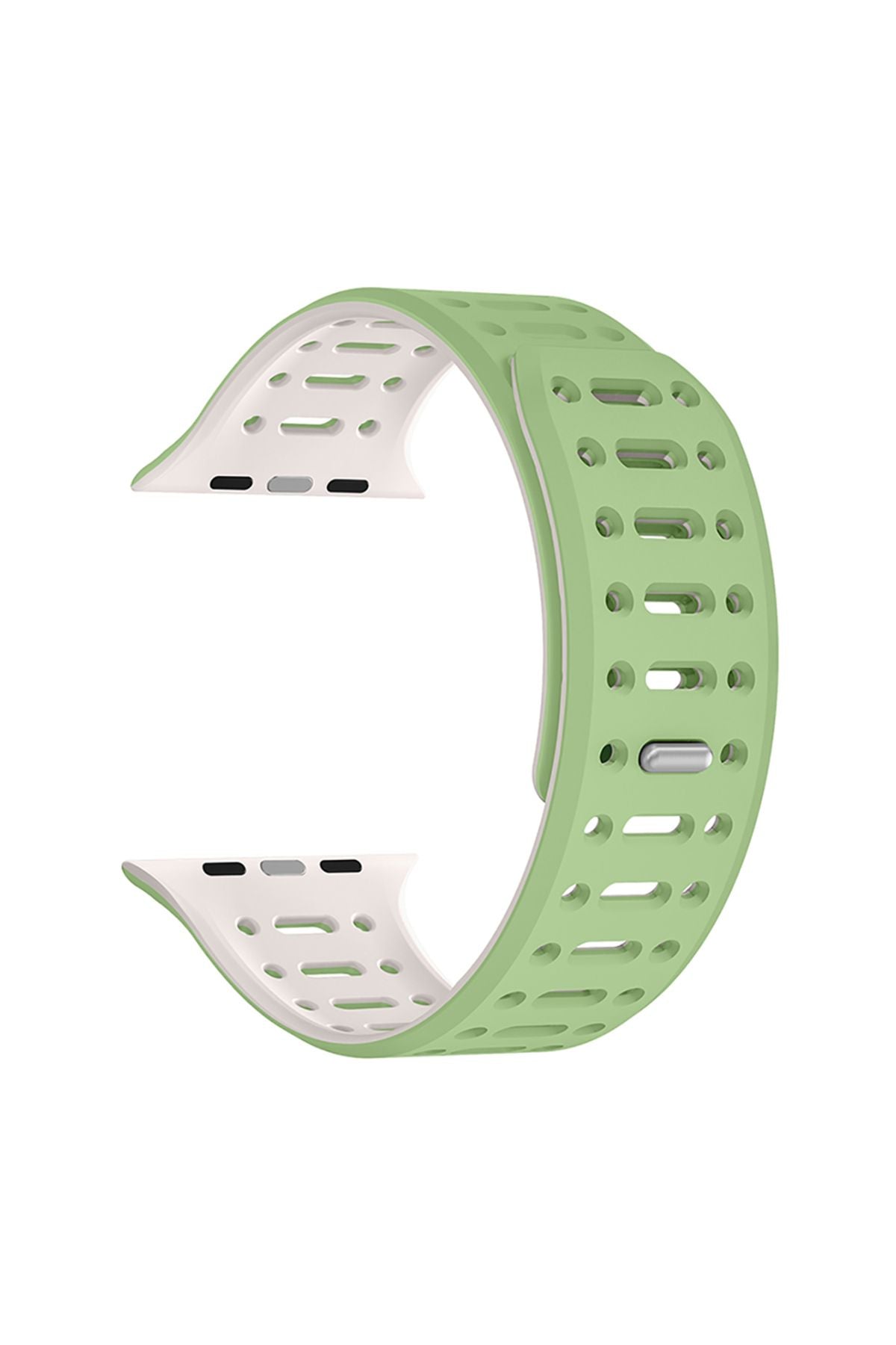 Watch Ultra 49mm Uyumlu Zore KRD-124 Silikon Kordon Strap Kayış-Koyu Yeşil-Gri