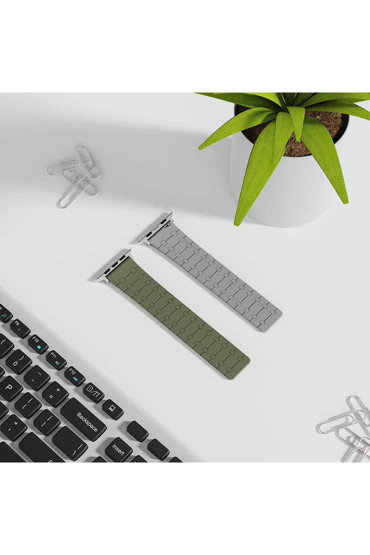 Apple Watch Ultra 49mm Zore KRD-111 Çizgili Desenli Silikon Kordon-Yeşil