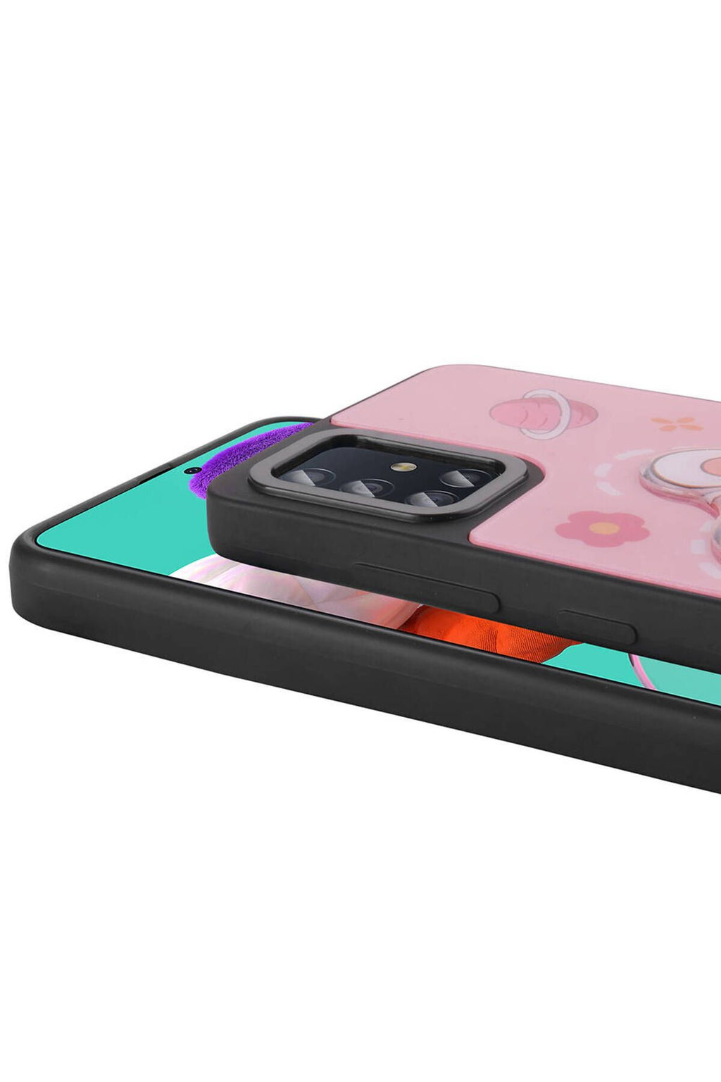 Galaxy A51 Kılıf Parlayan Kabartmalı İkonik Figürlü Zore Amas Silikon Kapak - Pembe