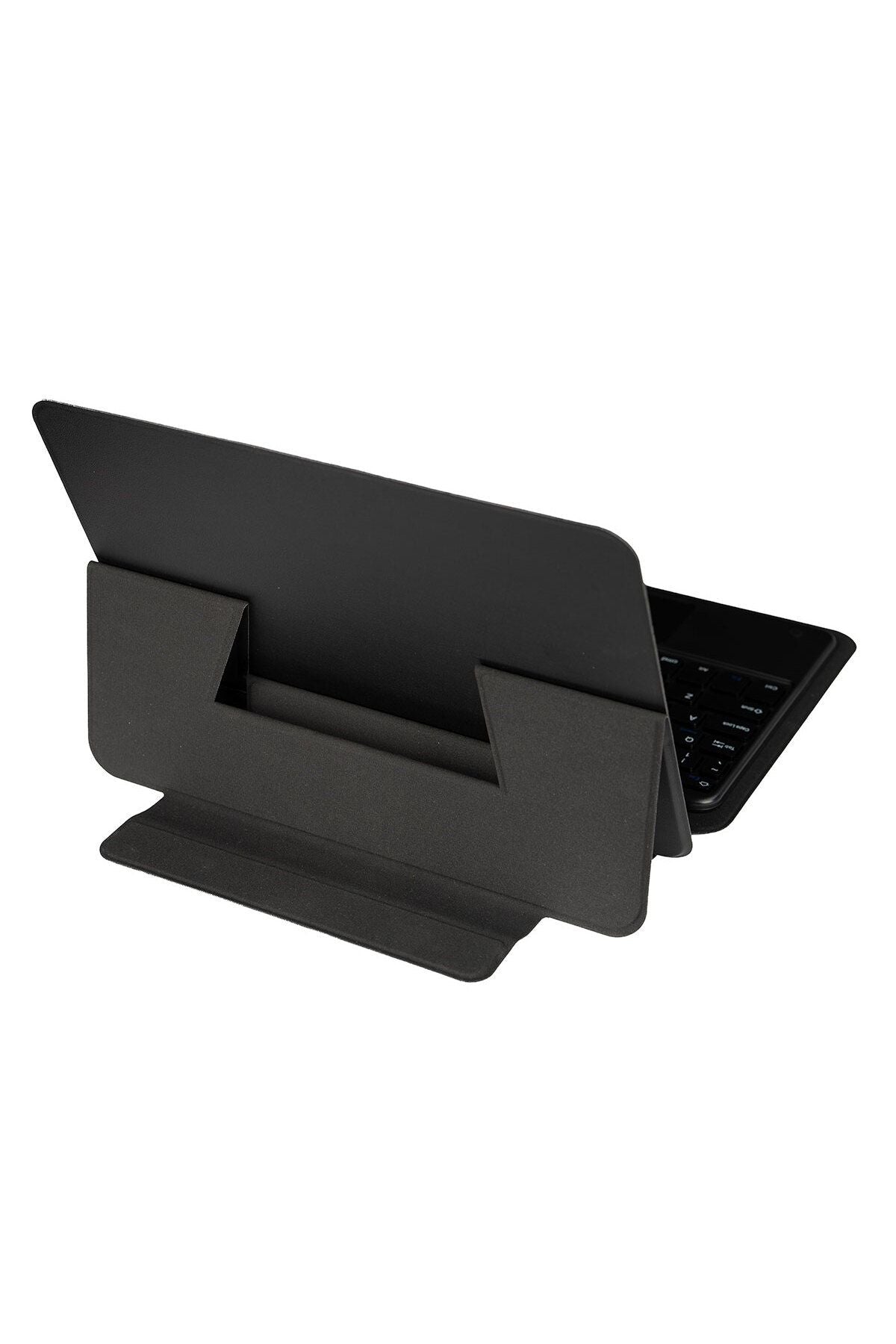 Galaxy Tab S9 Uyumlu Zore Border Keyboard Bluetooh Bağlantılı Standlı Klavyeli Tablet Kılıfı-Siyah