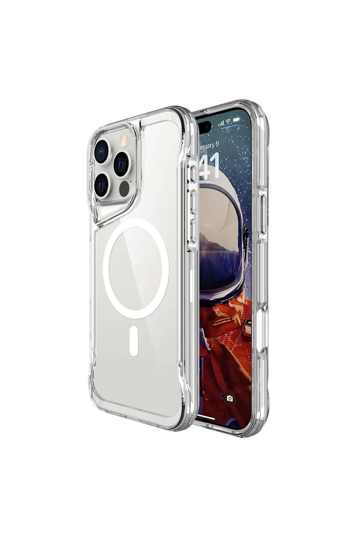 Apple iPhone 16 Pro Max Kılıf Zore Magsafe Şarj Özellikli T-Max Magsafe Kapak-Şeffaf