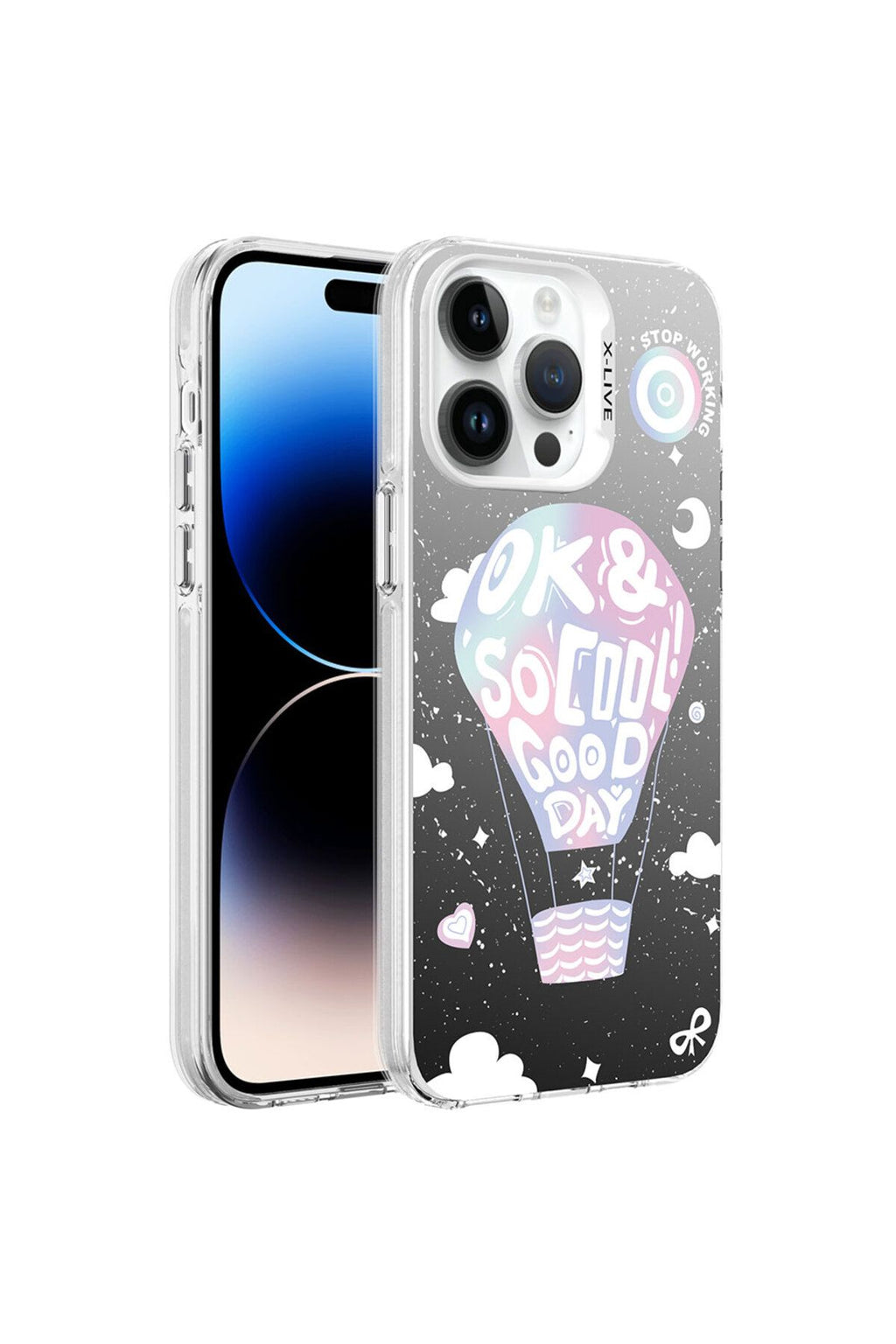 iPhone 14 Pro Uyumlu Desenli Zore Silver Sert Kılıf-Balon