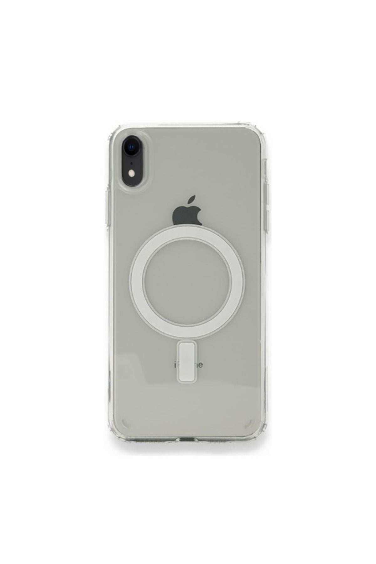 iPhone XR 6.1 Kılıf Magsafe Şarj Özellikli Şeffaf Sert PC Zore Embos Kapak - Renksiz