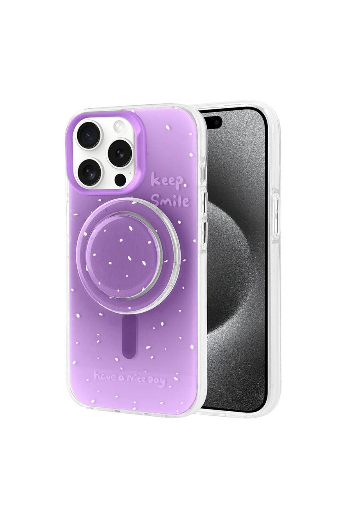 iPhone 15 Pro Max Zore Magsafe Şarj Özellikli Tak-Çıkar Pop Soketli Zore Tiktok Kılıf-Mavi