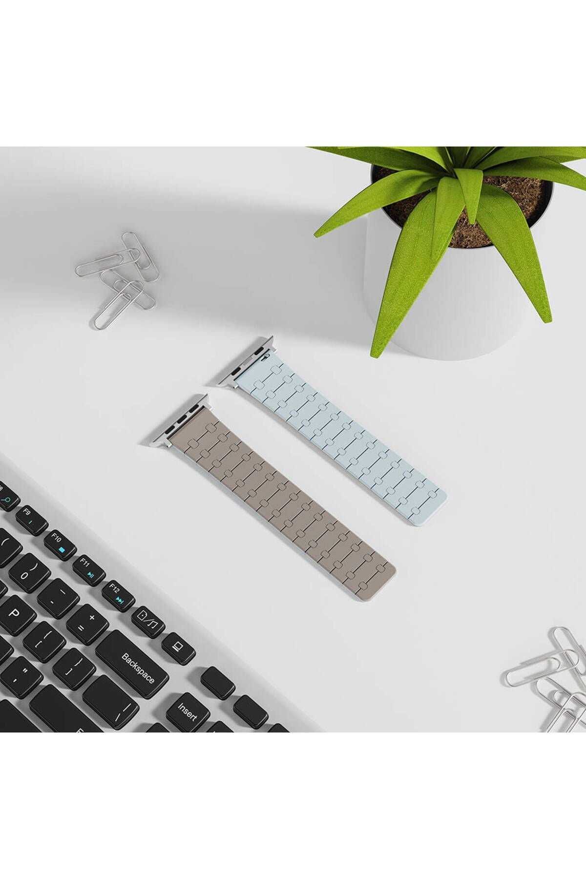 Apple Watch 7 41mm Zore KRD-111 Çizgili Desenli Silikon Kordon-Siyah