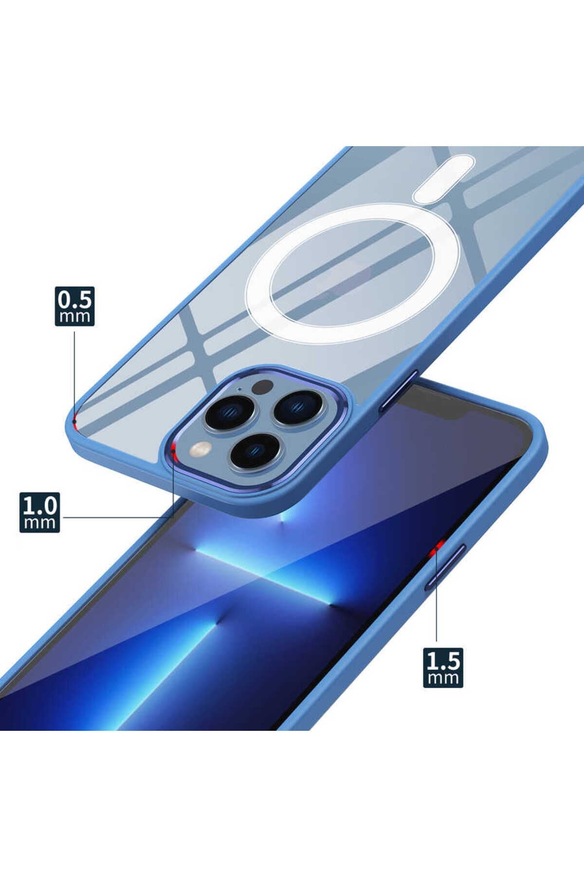 iPhone 14 Pro Uyumlu Wireless Şarj Özellikli Zore Krom Magsafe Silikon Kılıf-Pembe Açık