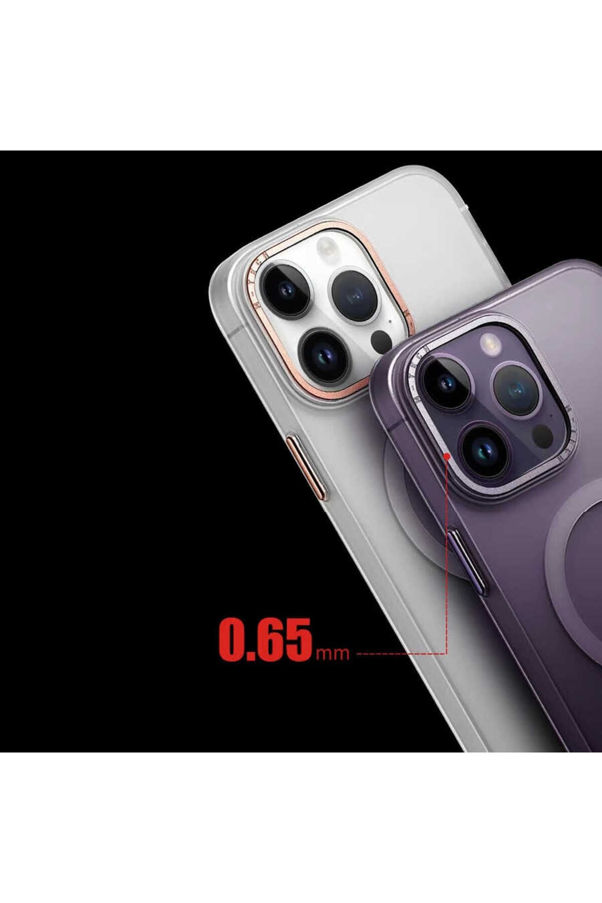 iPhone 14 Pro Uyumlu Magsafe Şarj Özellikli Buzlu Sert PC Zore Tuval Kılıf-Derin Mor