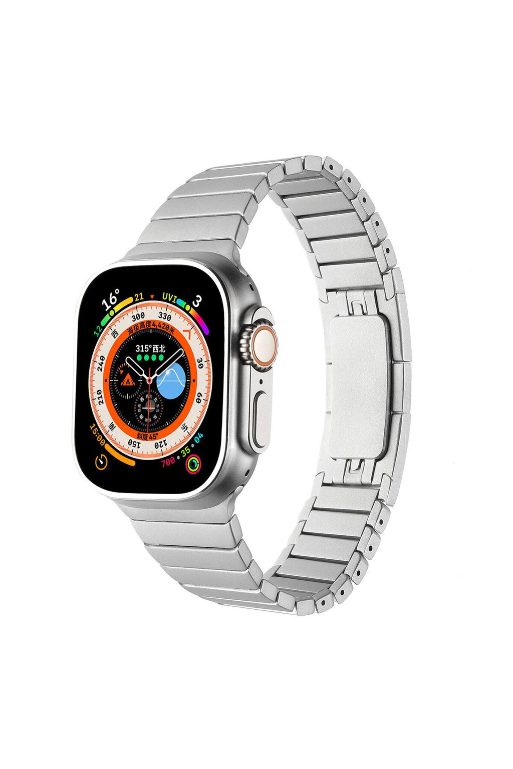 Watch Ultra 49mm Kordon Uyumlu KRD-35 Metal Strap Kayış CLO- Gri