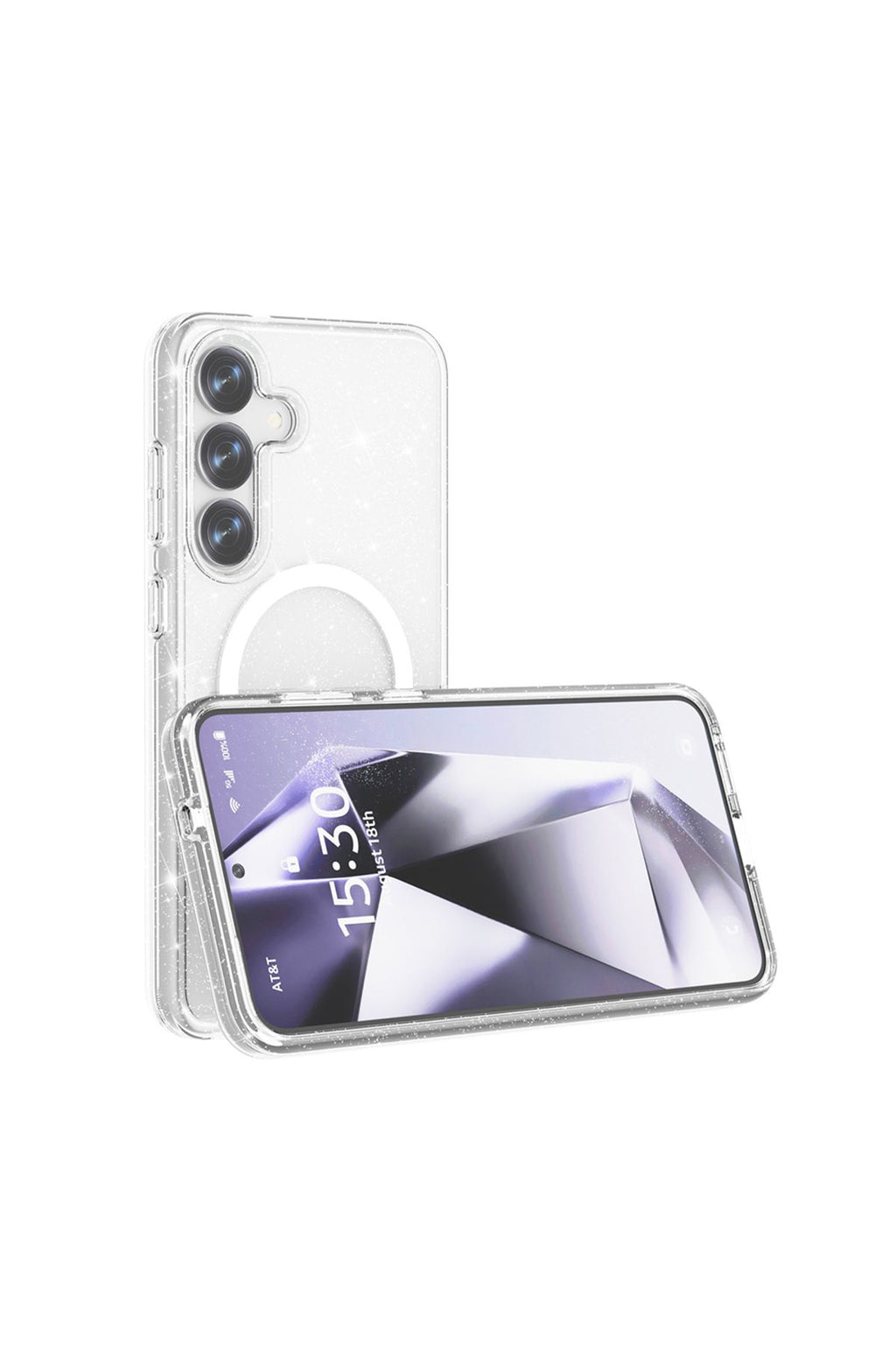Galaxy S25 Plus Kılıf Magsafe Şarj Özellikli Parlayan Simli Saydam Renkli Zore Allstar Kapak - Şeffa