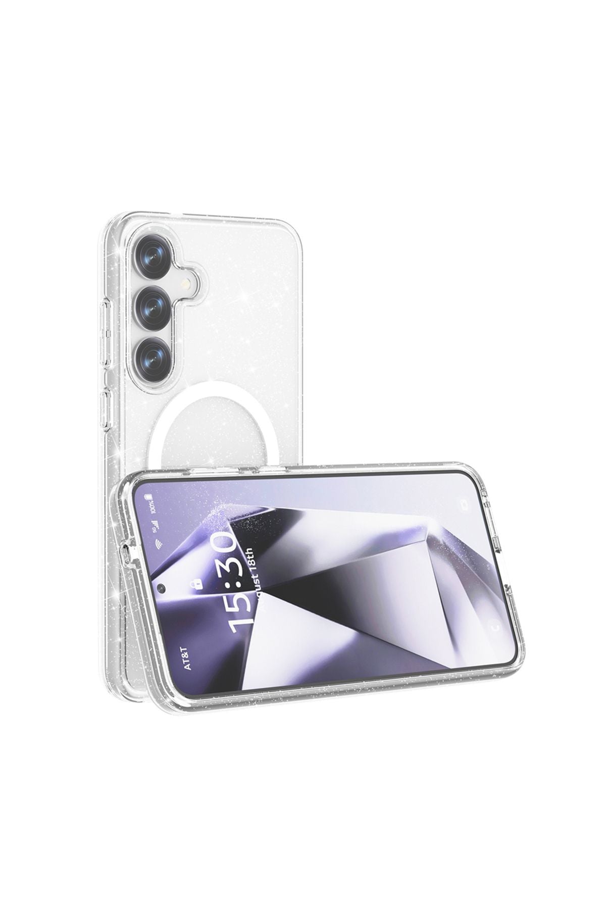 Galaxy S25 Plus Kılıf Magsafe Şarj Özellikli Parlayan Simli Saydam Renkli Zore Allstar Kapak - Şeffa