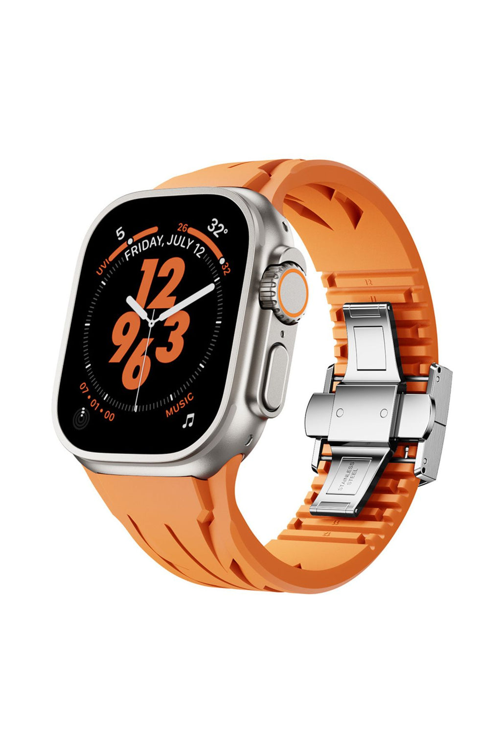 Apple Watch Ultra 49mm KRD-127 Metal Tokalı Silikon Kordon-Siyah