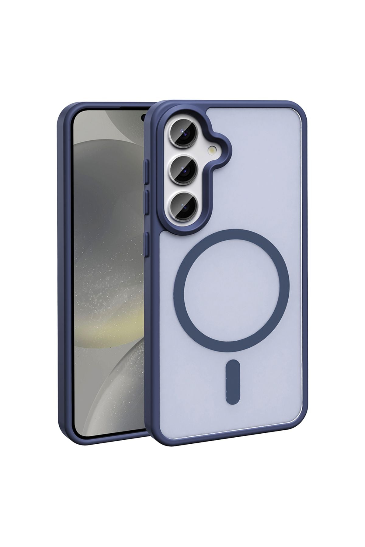 Galaxy S24 FE Kılıf Magsafe Şarj Özellikli Mat Arka Yüzey Zore Sio Kapak - Mavi