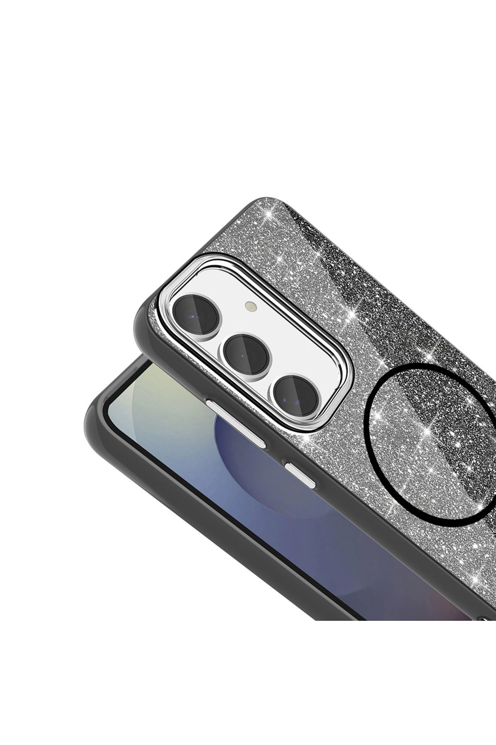 Galaxy S23 FE Kılıf Magsafe Şarj Özellikli Parlayan Simli Zore Okso Kapak - Derin Mor