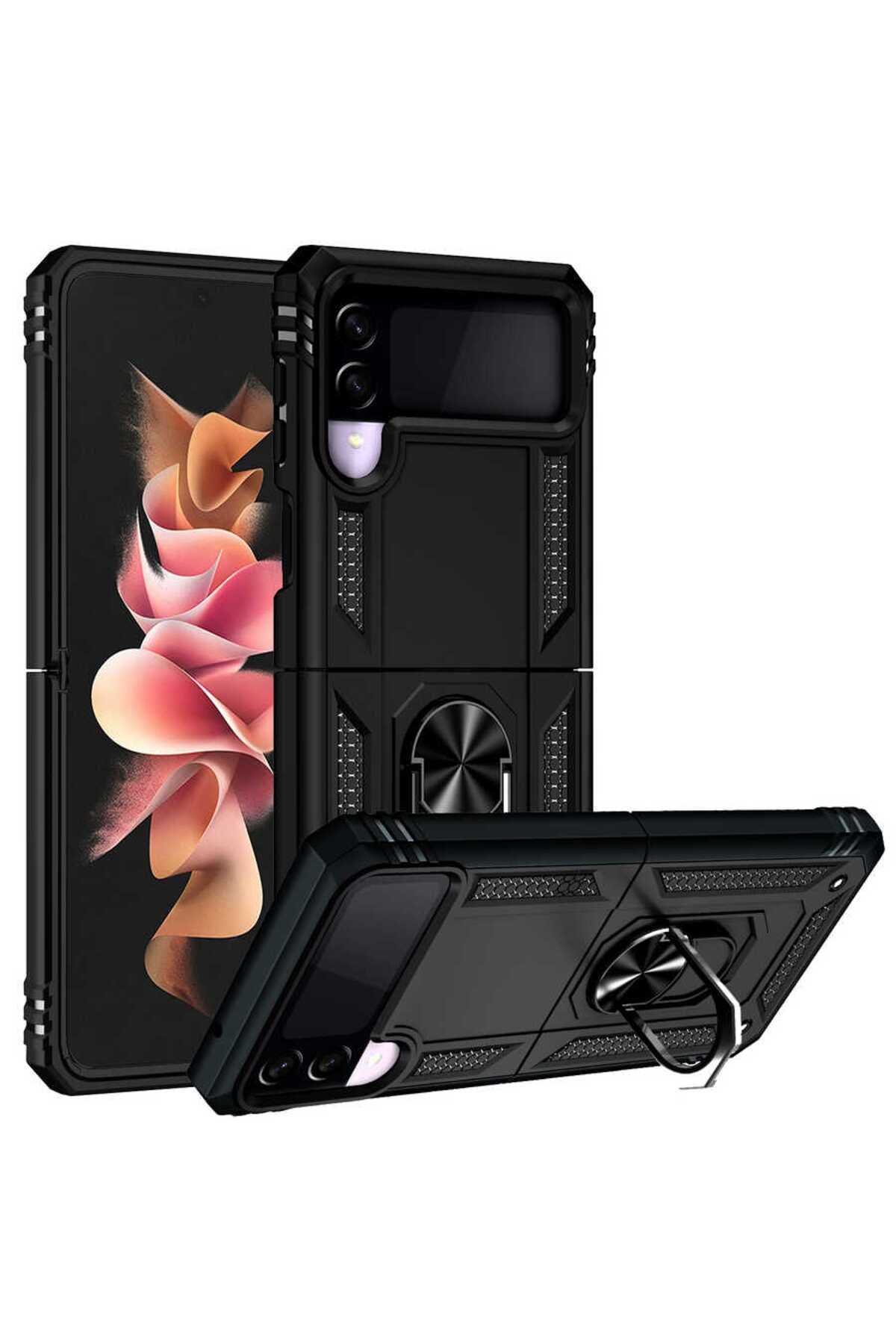 Galaxy Z Flip 3 Kılıf Zore Vega Kapak - Siyah