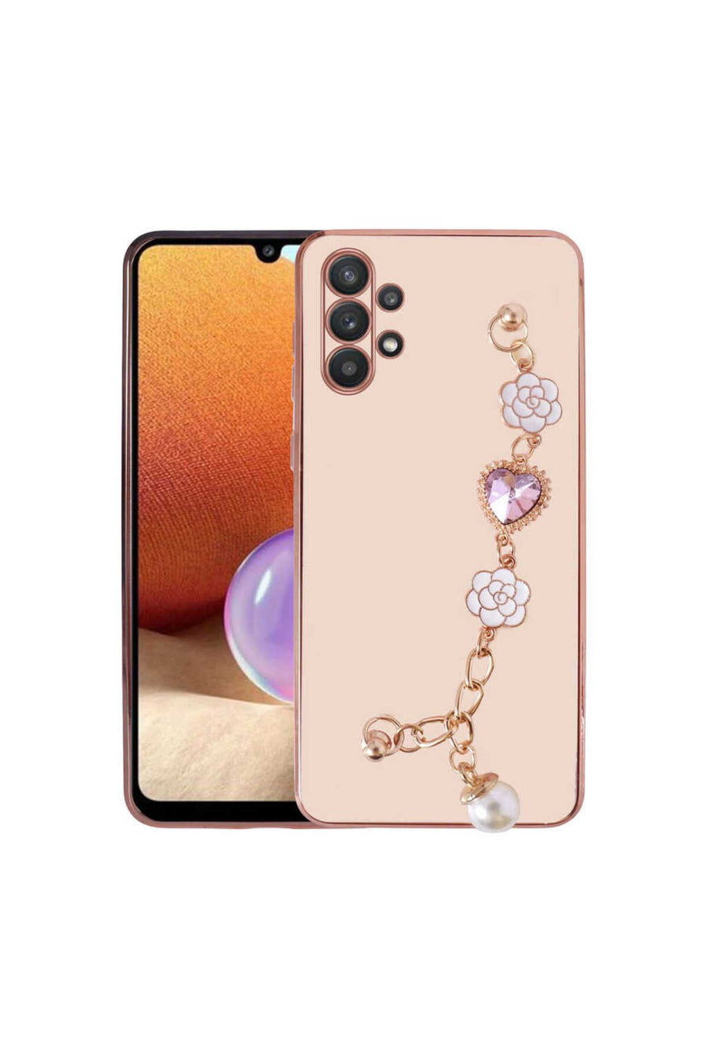 Galaxy A32 4G Kılıf El Tutamaçlı Kamera Korumalı Zore Taka Silikon Kapak - Beyaz