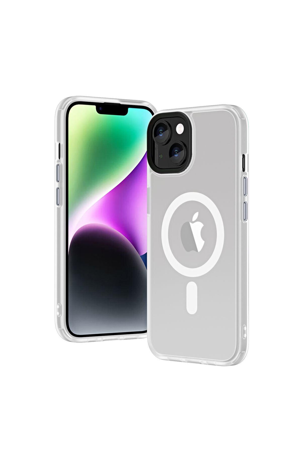 iPhone 14 Uyumlu Wireless Şarj Özellikli Zore Hibrit Magsafe Kılıf-Gri