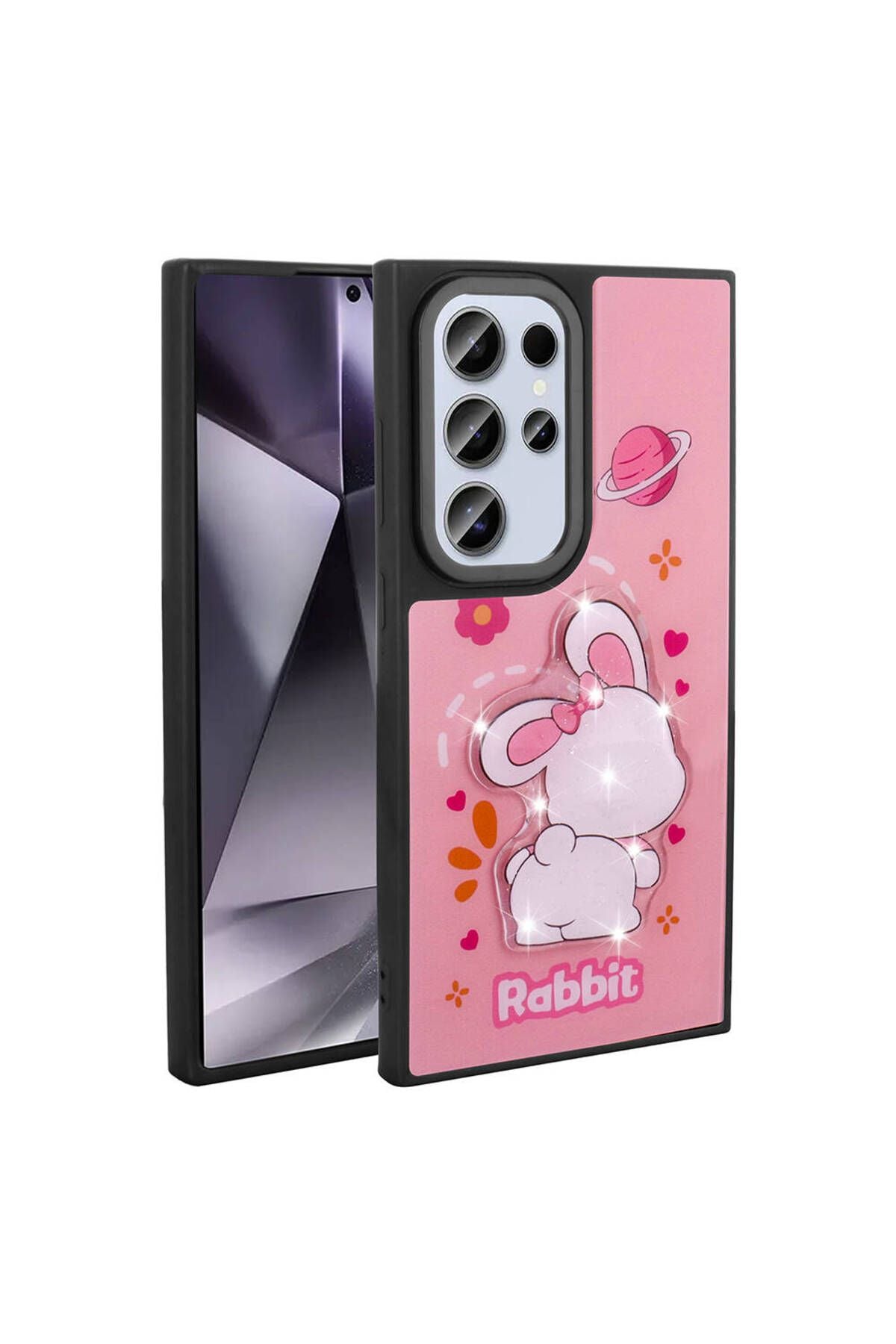 Galaxy S24 Ultra Kılıf Parlayan Kabartmalı İkonik Figürlü Zore Amas Silikon Kapak - Pembe