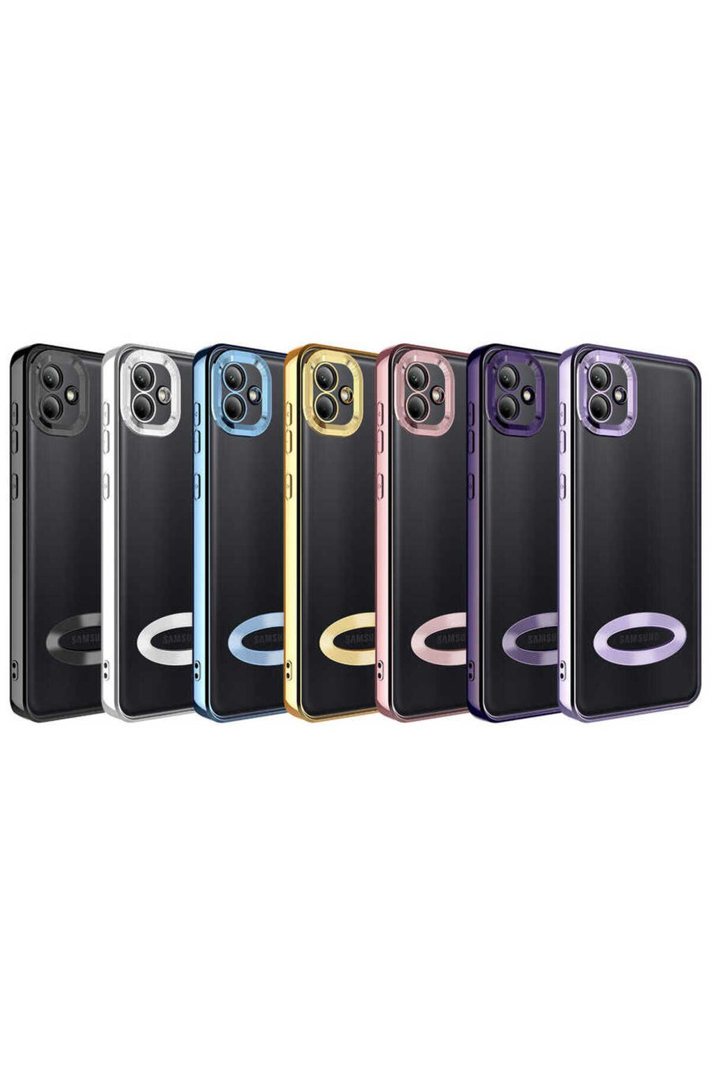 Galaxy A03 Kılıf Kamera Korumalı Logo Gösteren Zore Omega Kapak - Siyah