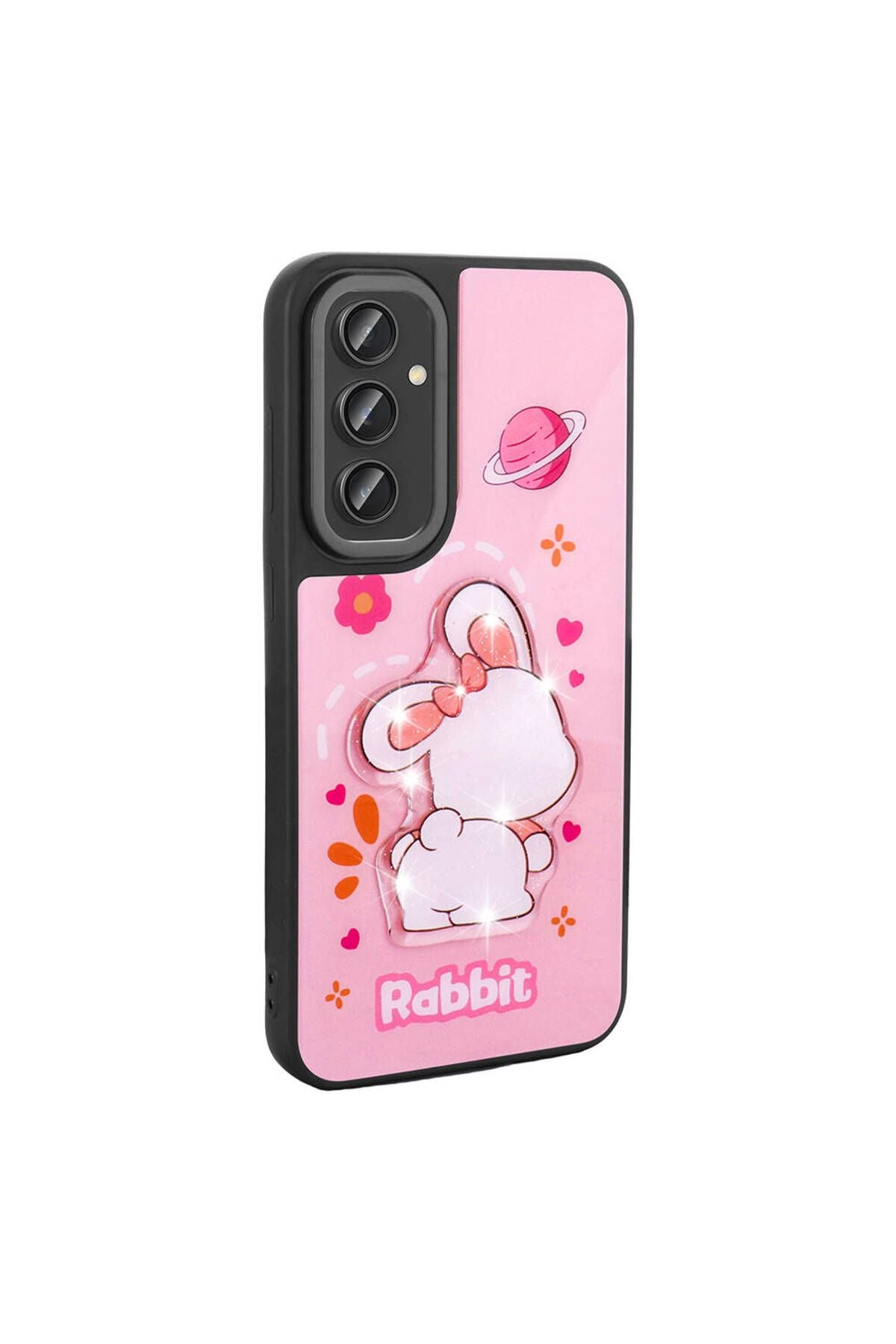 Galaxy S24 Plus Kılıf Parlayan Kabartmalı İkonik Figürlü Zore Amas Silikon Kapak - Pembe