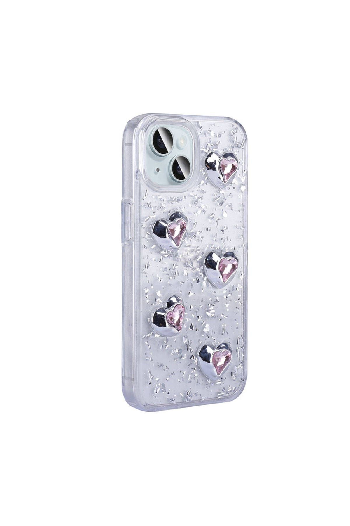 iPhone 15 Uyumlu BTZ Kılıf Airbagli Simli Arka Yüzey Zore Işıltı Silikon Kapak-Pembe