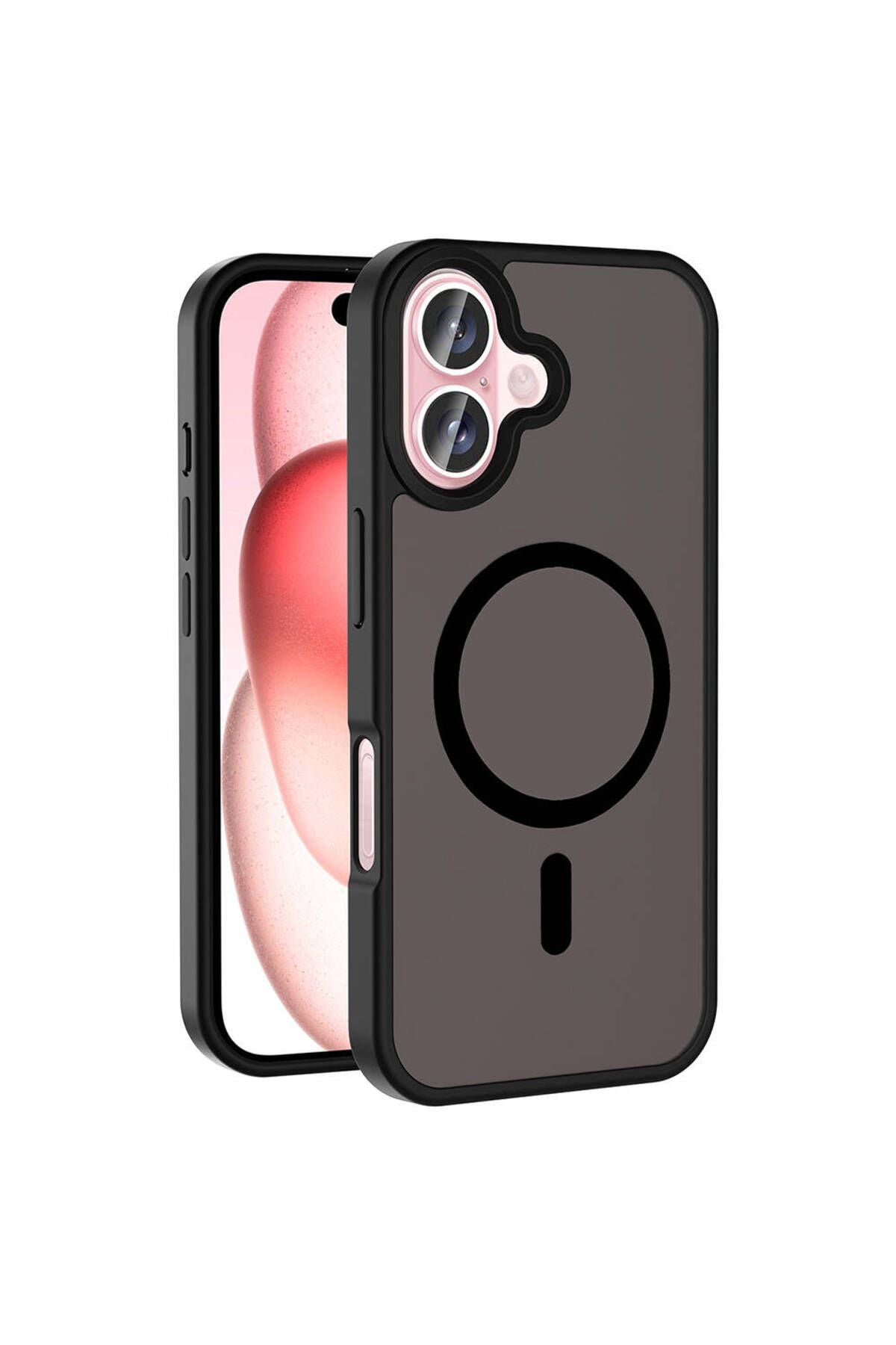 iPhone 16 Plus Kılıf Magsafe Şarj Özellikli Mat Arka Yüzey Zore Sio Kapak-Siyah