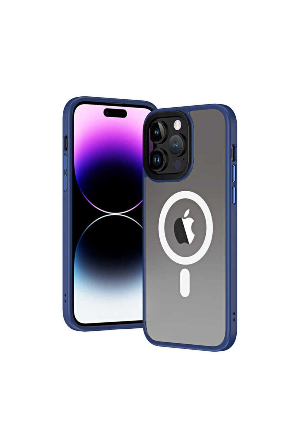 iPhone 14 Pro Uyumlu Wireless Şarj Özellikli Zore Hibrit Magsafe Kılıf-Mavi