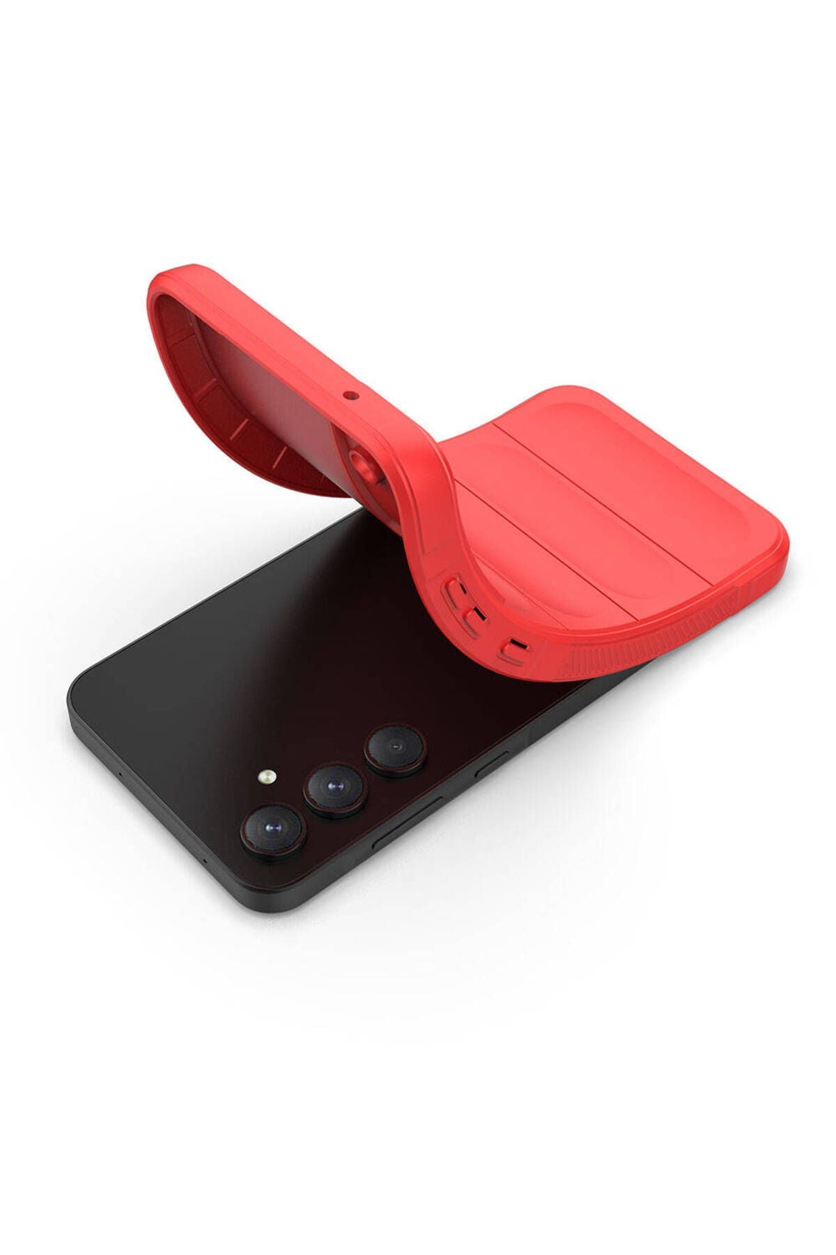 Galaxy A55 Kılıf Esnek TPU Oyuklu Arka Yüzey Tasarımlı Zore Etnik Silikon Kapak - Siyah