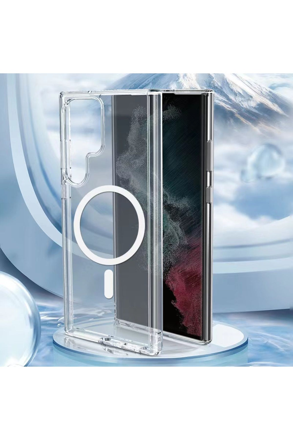 Galaxy S23 Ultra Uyumlu Zore Magsafe Şarj Özellikli Şeffaf Sert PC Zore Embos Kılıf-