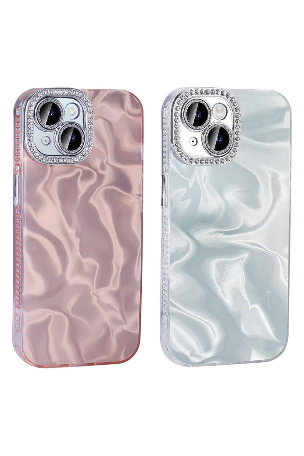 iPhone 15 Plus Kılıf Airbagli Parlak Taş Detay Tasarımlı Zore Esila Kapak - Beyaz