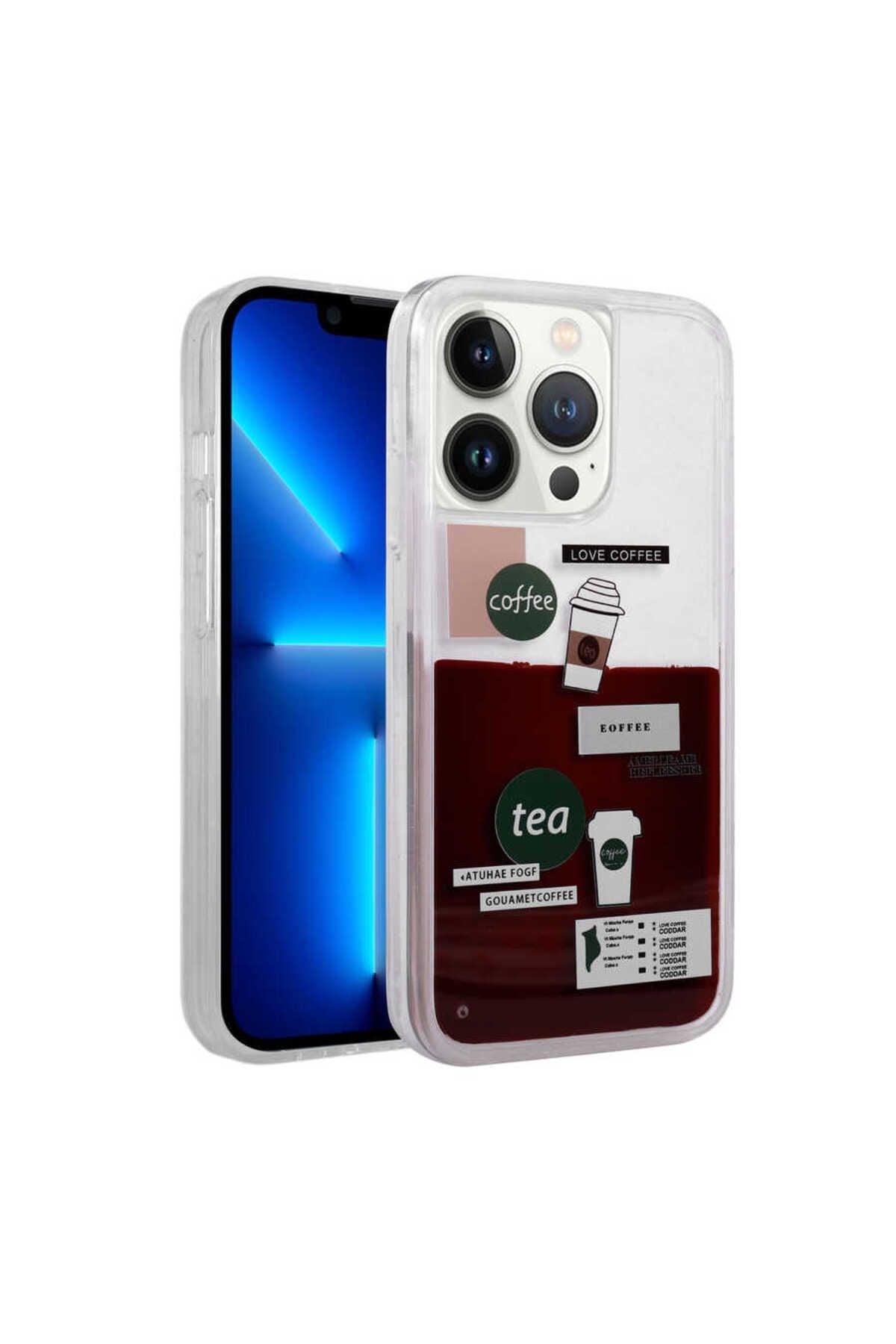 iPhone 14 Pro Uyumlu Desenli Sıvılı VEYS Drink Silikon Kılıf-NO2