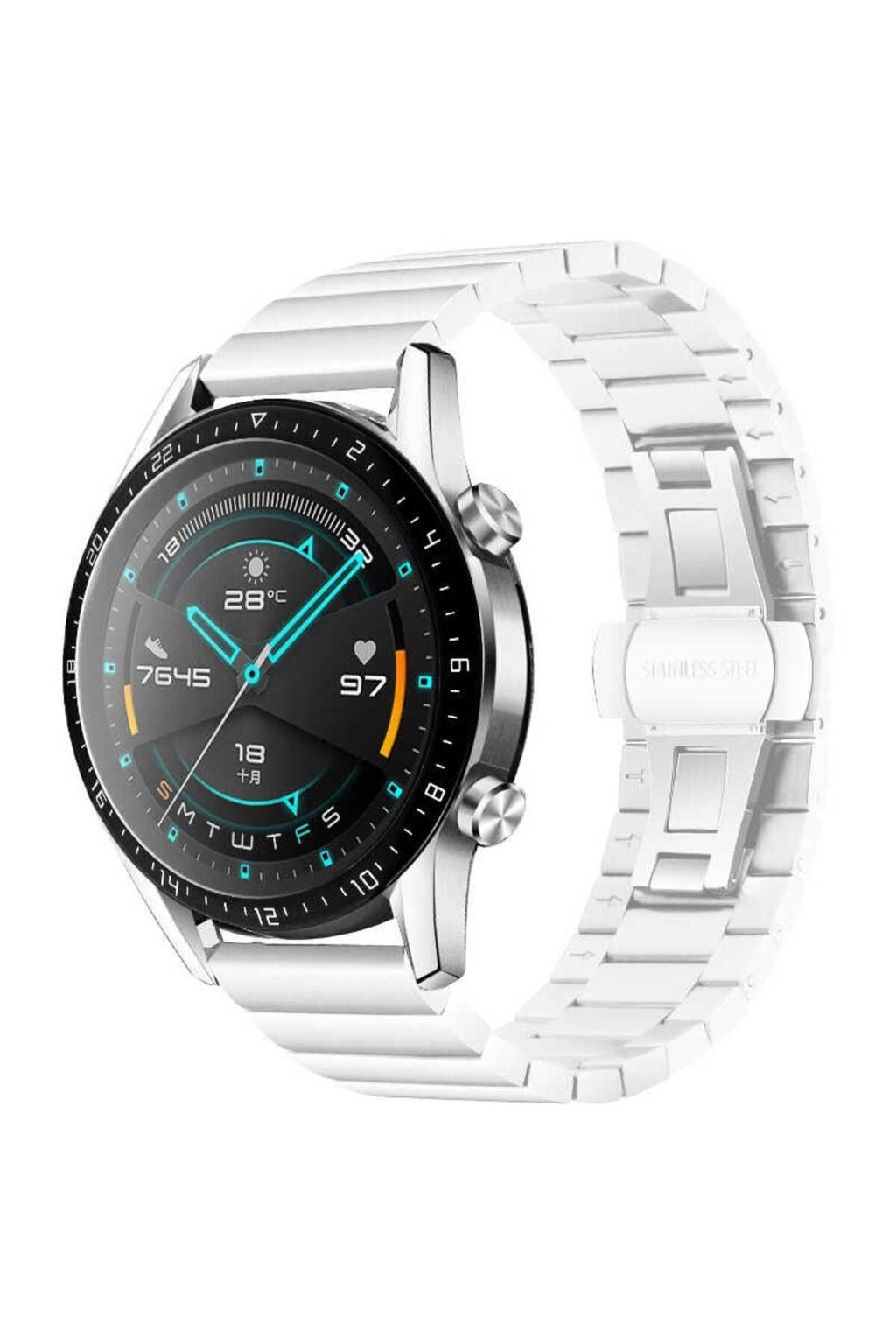 Galaxy Watch 42mm (20mm) Uyumlu KRD-16 Metal Zore Kordon-Beyaz