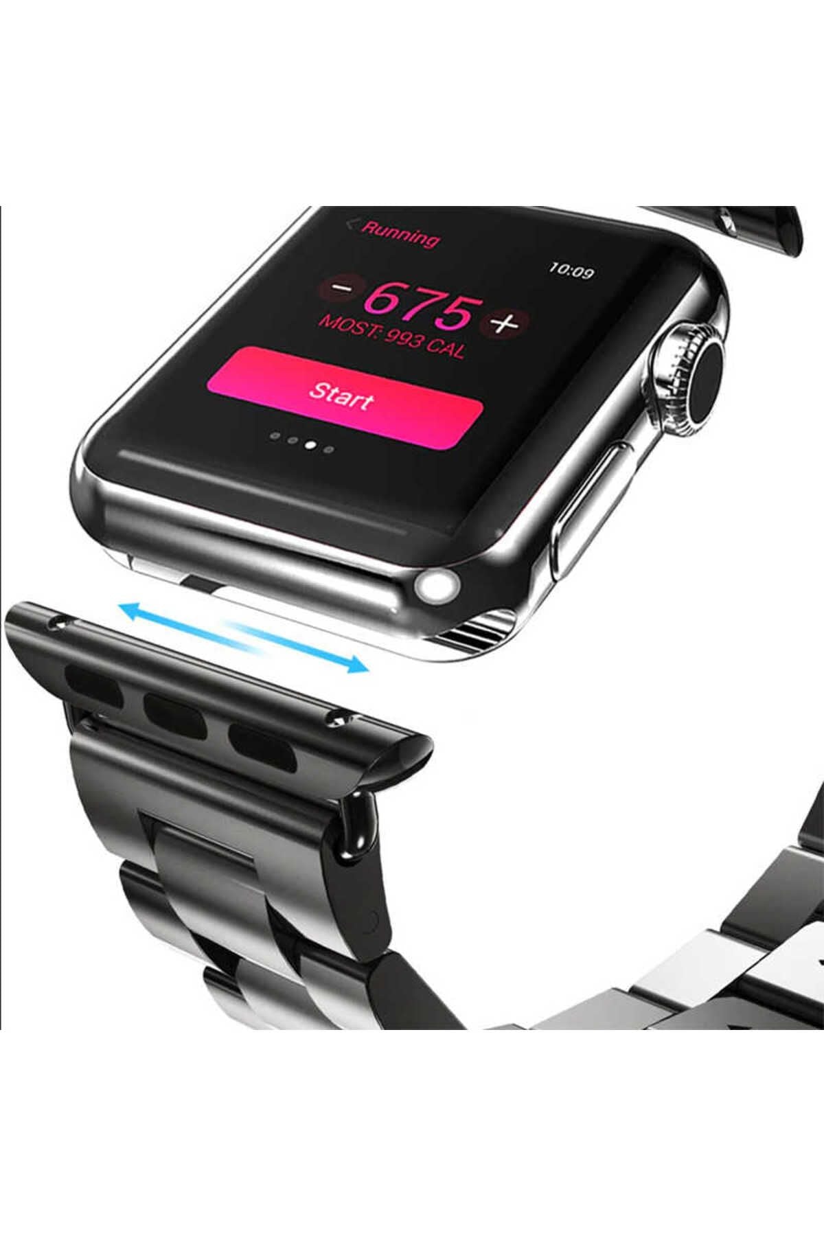 Watch Ultra 49mm Kordon Uyumlu KRD-04 Metal Strap Kayış CLO- Gümüş