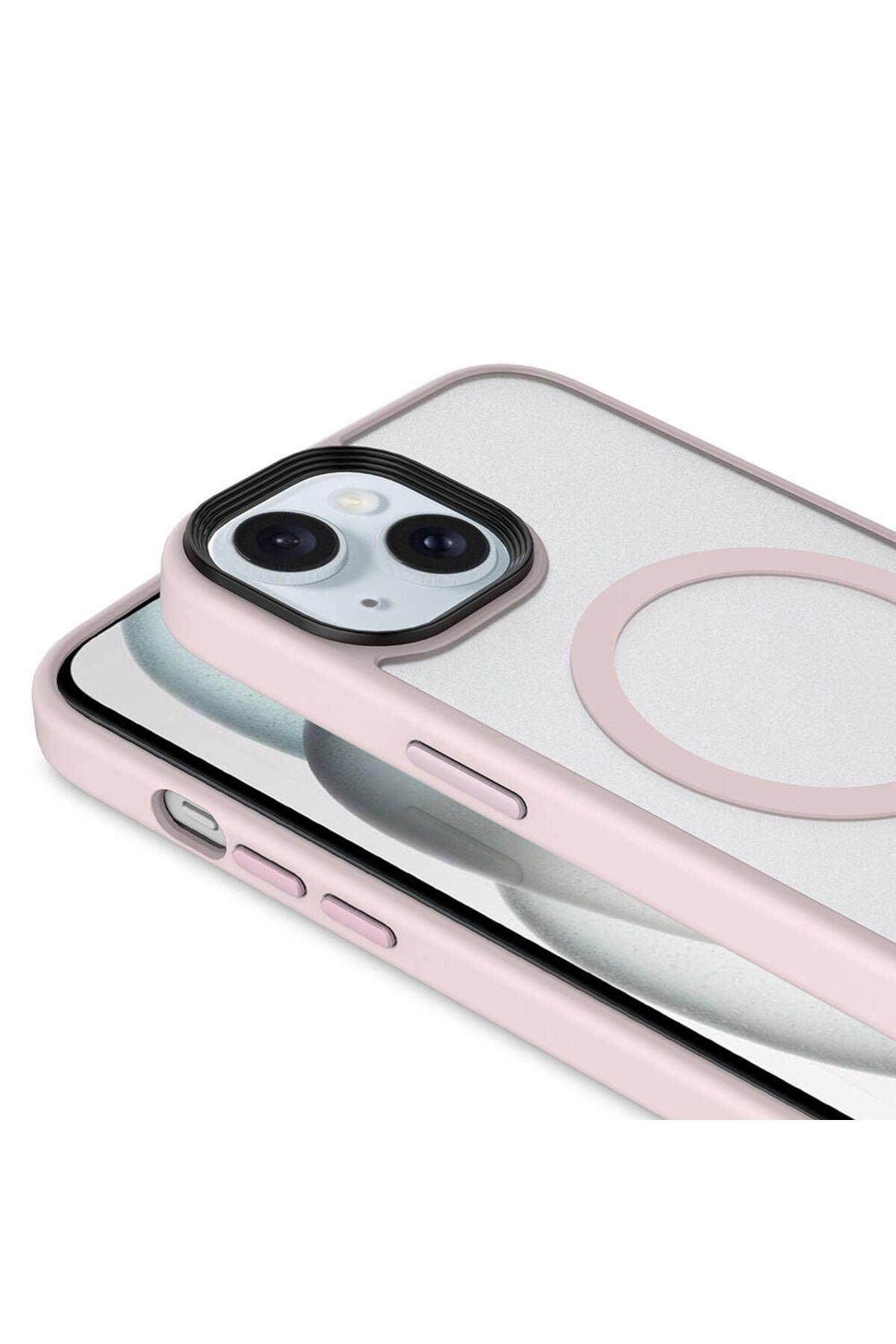 iPhone 15 Kılıf Mat Arka Yüzey Wireless Şarj Özellikli Zore Flet Magsafe Kapak - Siyah