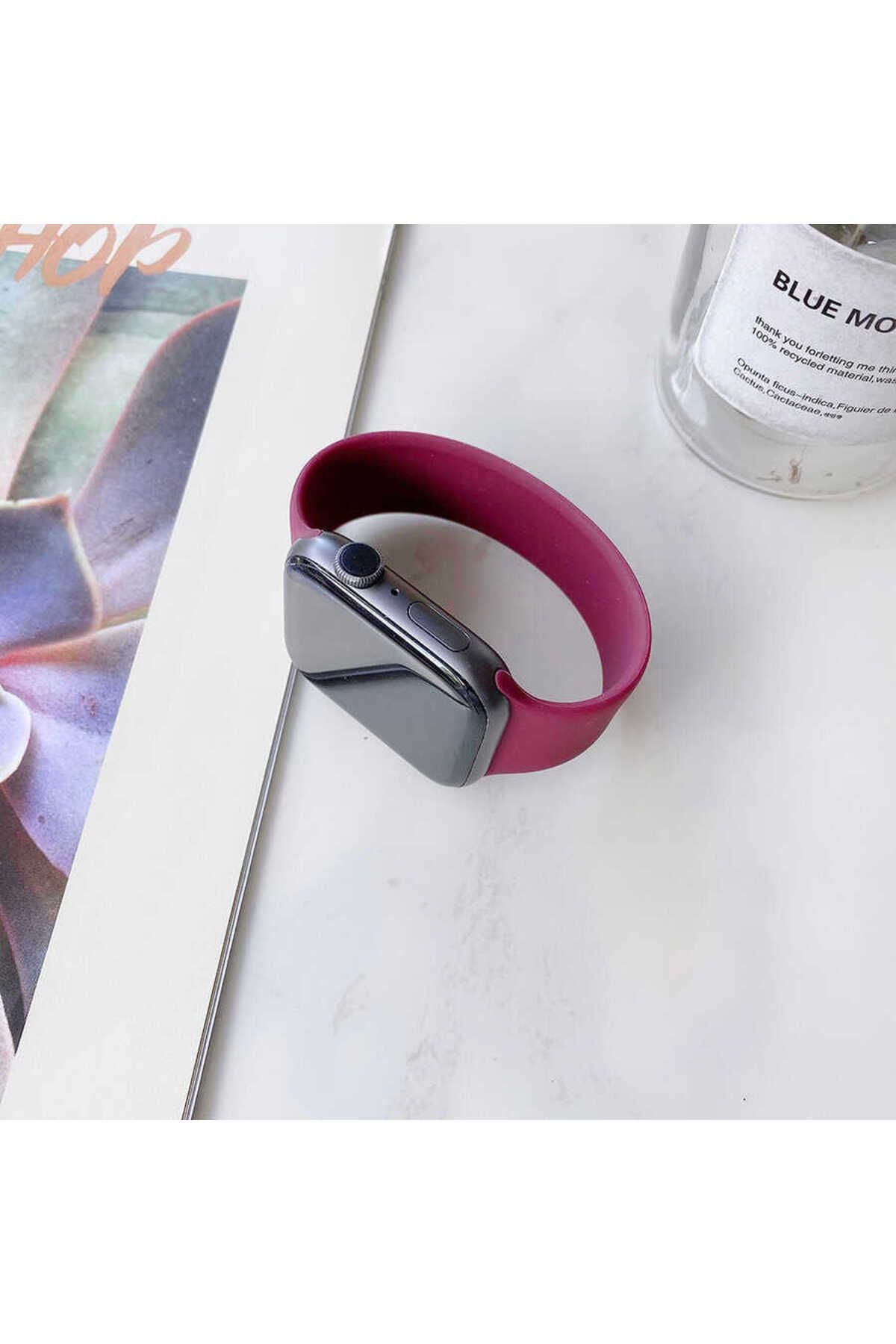 Watch 38mm Uyumlu KRD-31 Solo Loop Medium Zore Kordon-Sarı