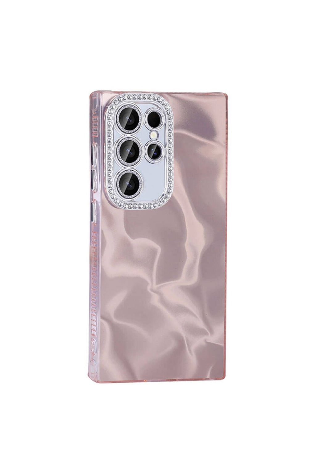 Galaxy S23 Ultra Kılıf Airbagli Parlak Taş Detay Tasarımlı Zore Esila Kapak - Pembe
