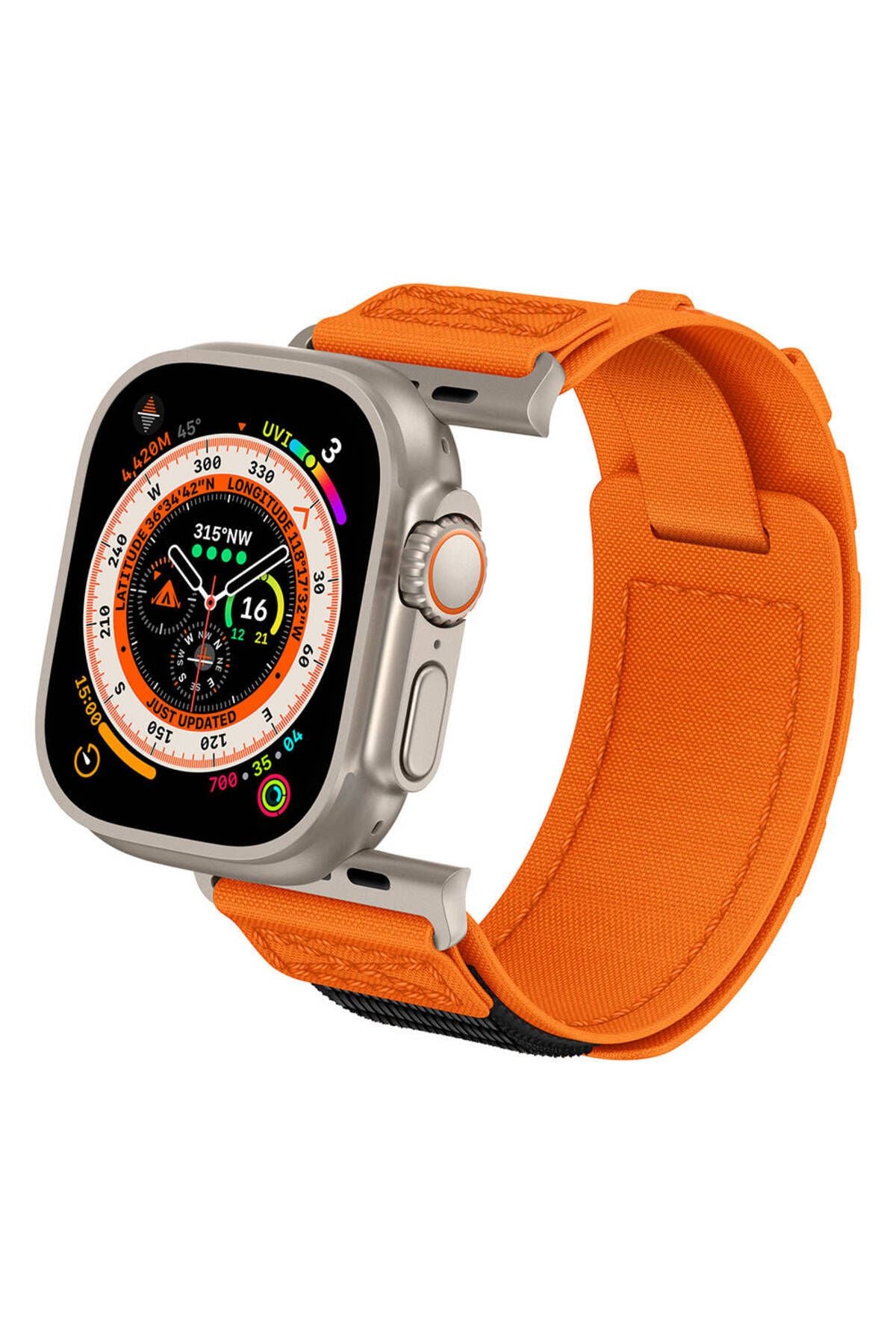 Watch Ultra 49mm Uyumlu CLO- KRD-99 Hasır Kordon-Turuncu