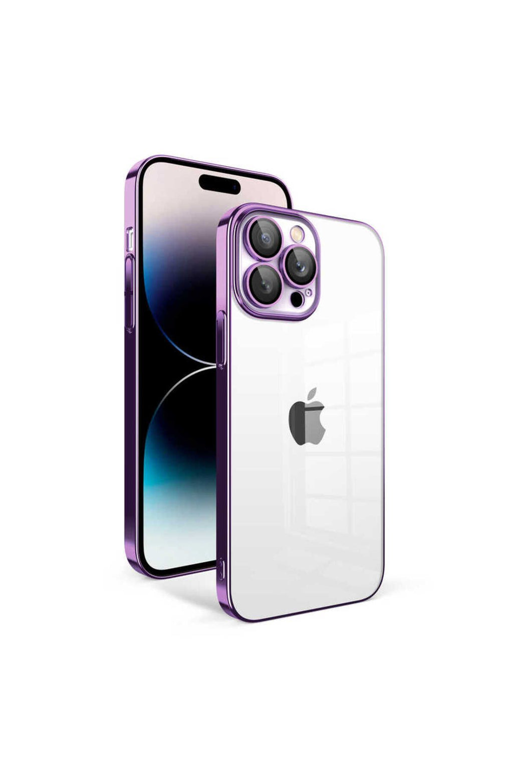 iPhone 14 Pro Uyumlu Kamera Korumalı Renkli Çerçeveli Zore Garaj Kılıf-Koyu Mor