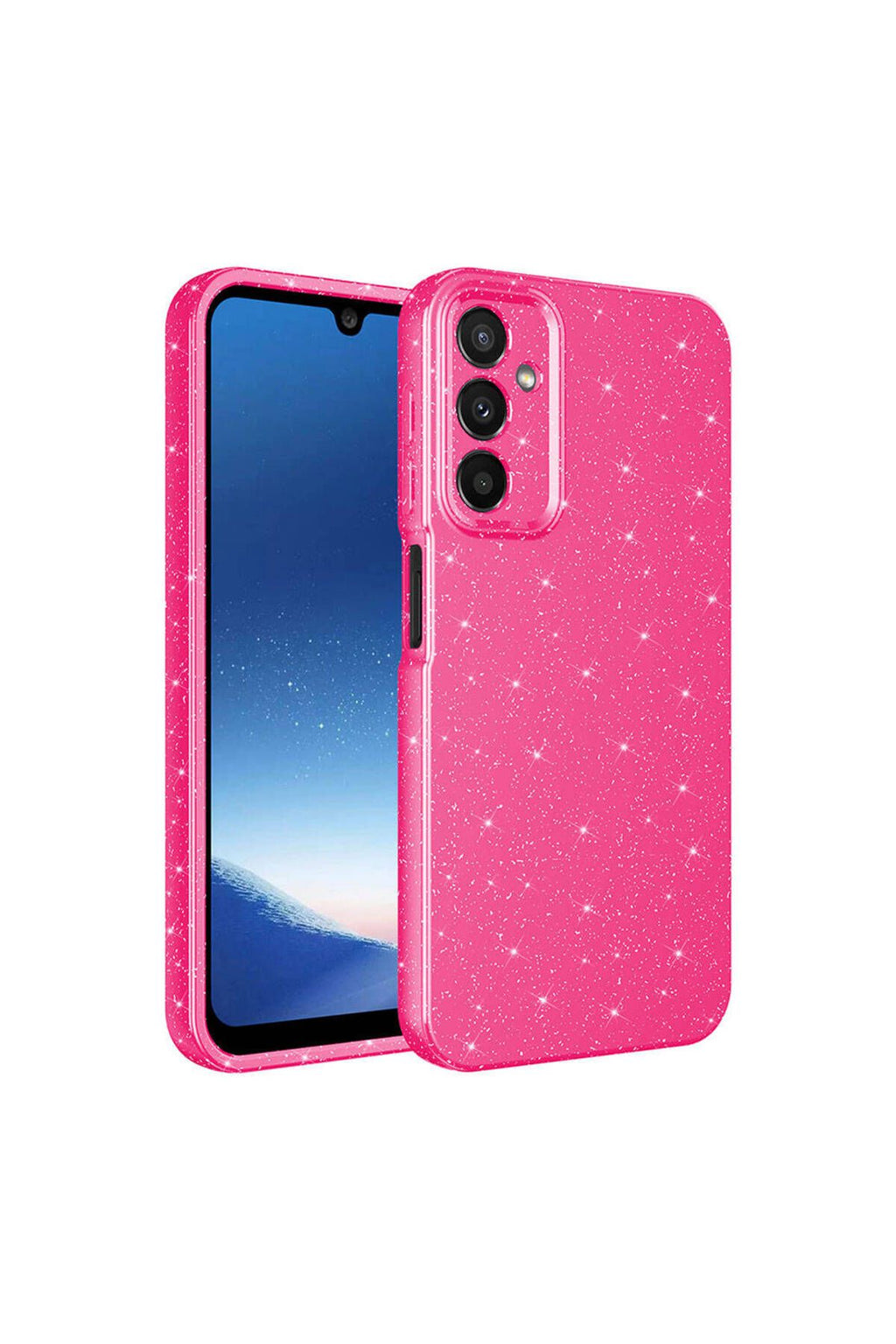 Galaxy A25 Kılıf Kamera Korumalı Simli Lüks Zore Koton Kapak - Pembe Koyu