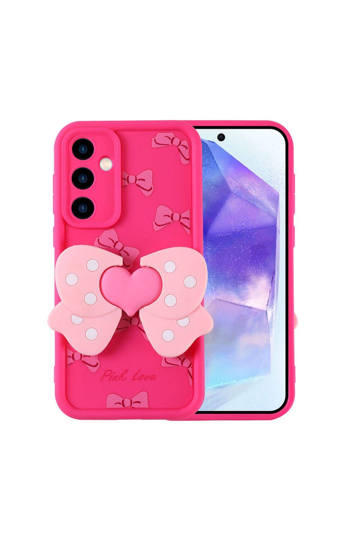 Galaxy A35 Kılıf Kamera Korumalı Figür Tasarımlı Zore Kapya Kapak - Pembe Koyu