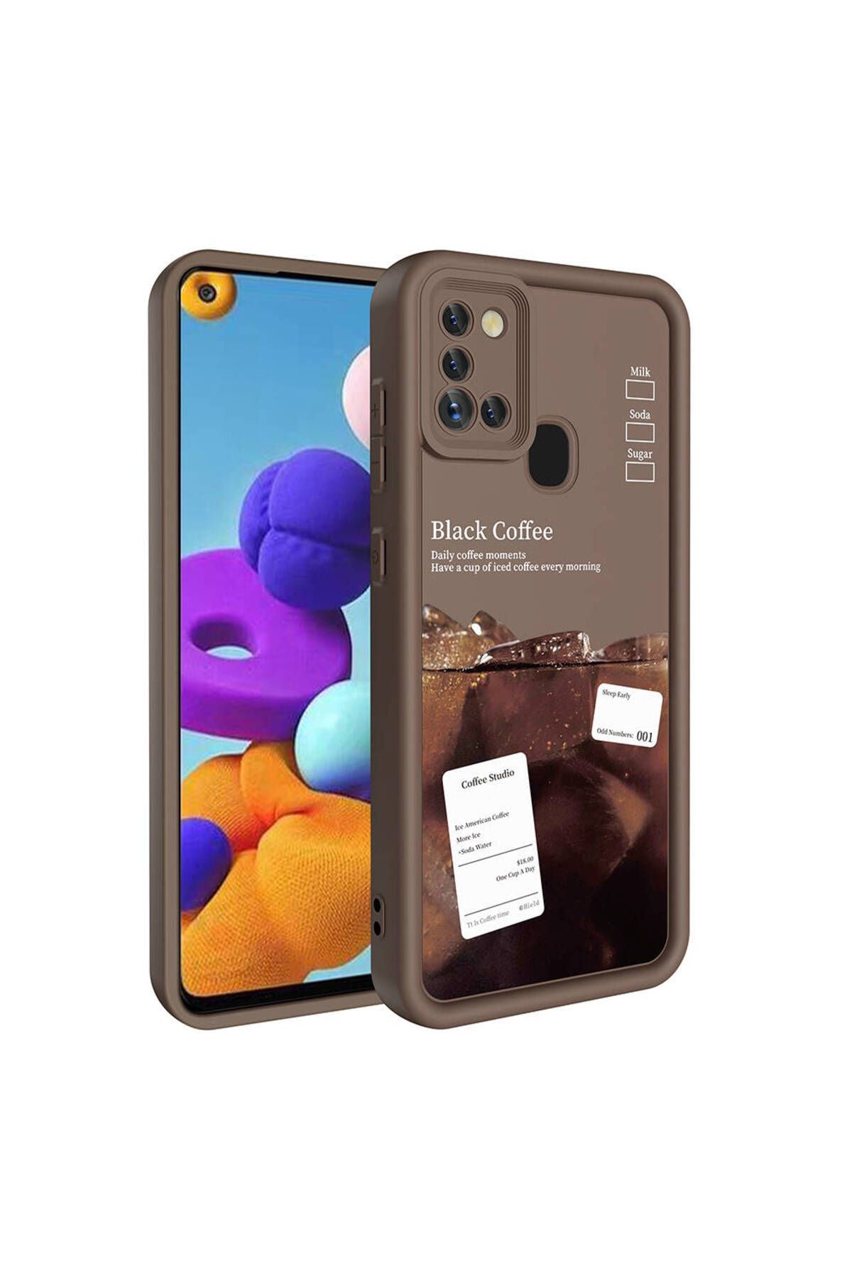 Galaxy A21S Kılıf Kamera Korumalı Baskılı Arka Yüzey GLLP Klas Kapak - Açık Kahve